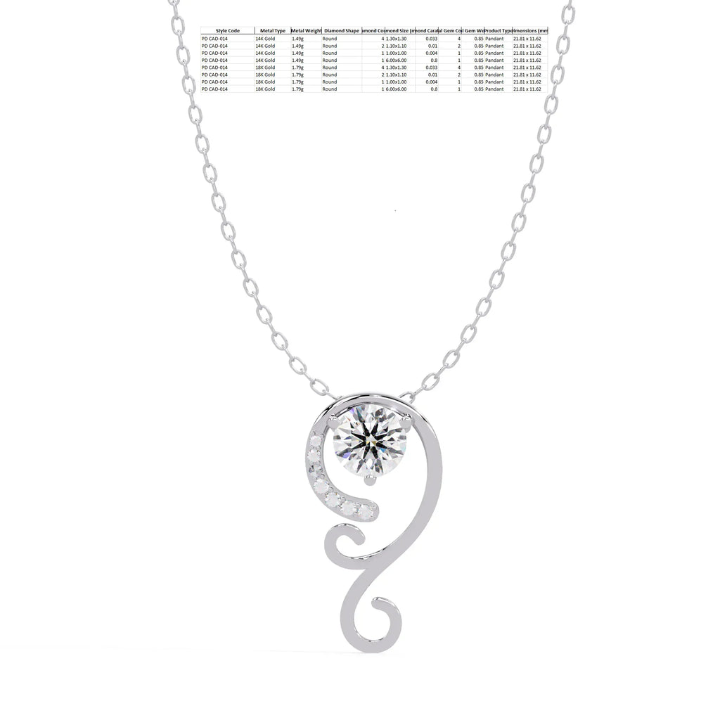 IGI Certified - 0.85 Ct. Lab Grown Diamond (VS/E-F) Brilliant Journey Diamond Pendant