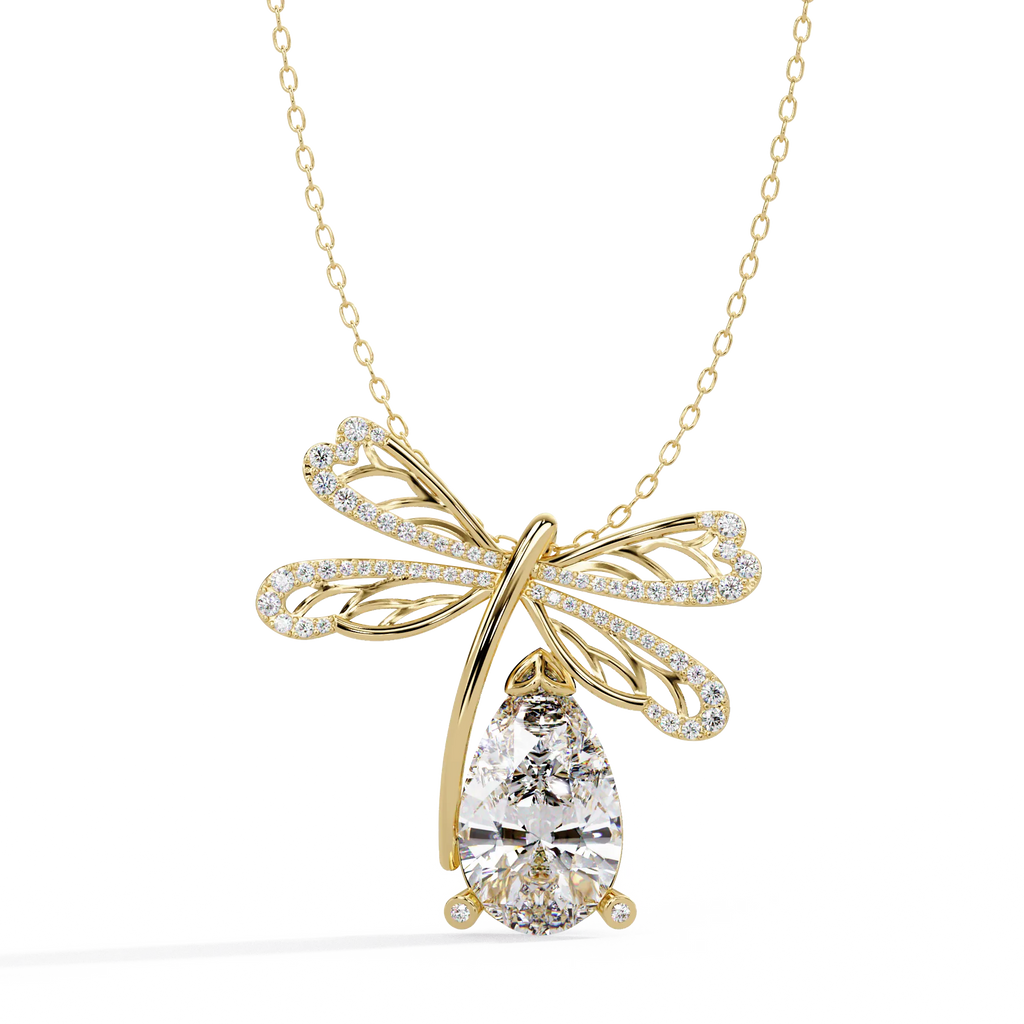 IGI Certified - 6.47 Ct. Lab Grown Diamond (VS/E-F) Majestic Pear Diamond Bow Pendant