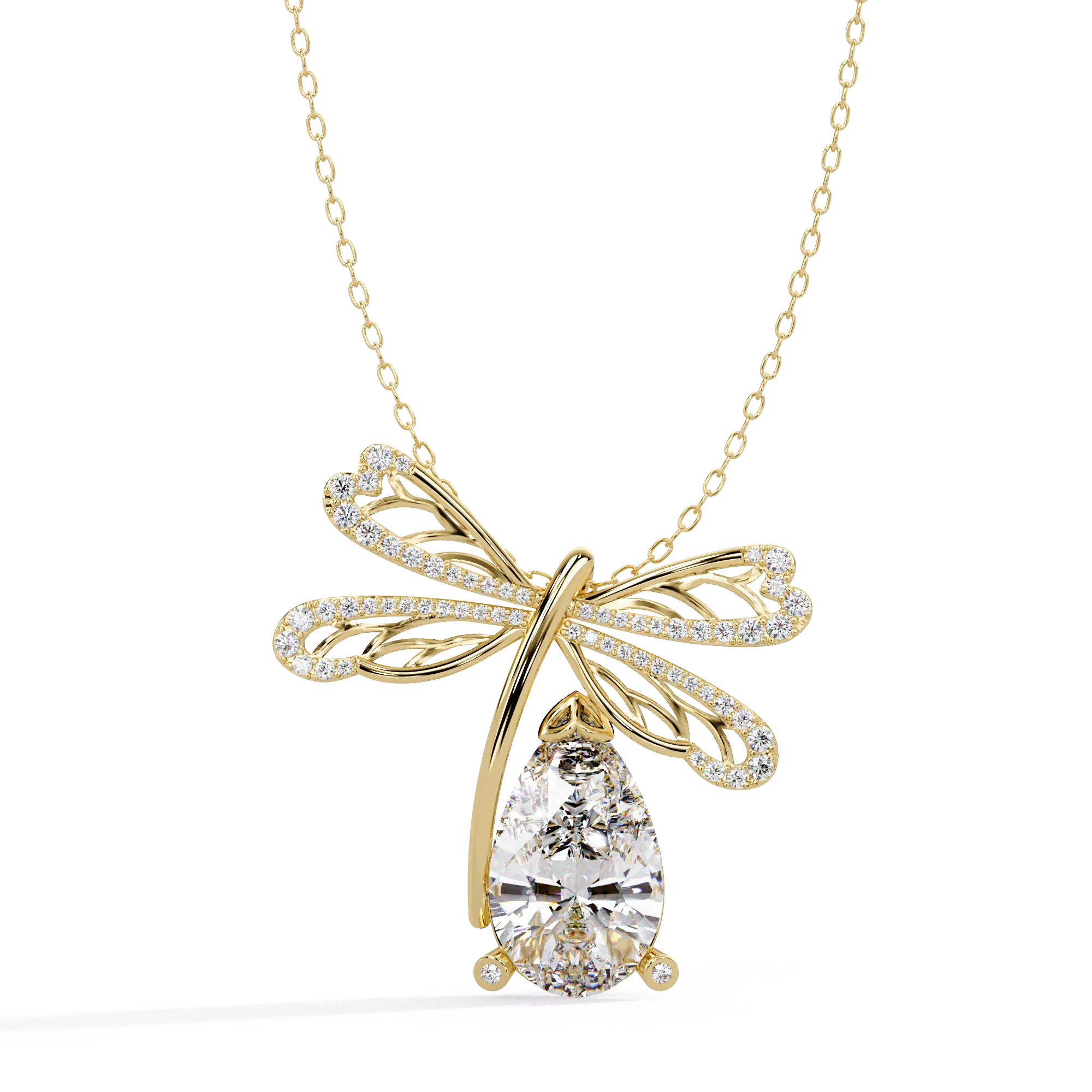 IGI Certified - 6.47 Ct. Lab Grown Diamond (VS/E-F) Majestic Pear Diamond Bow Pendant