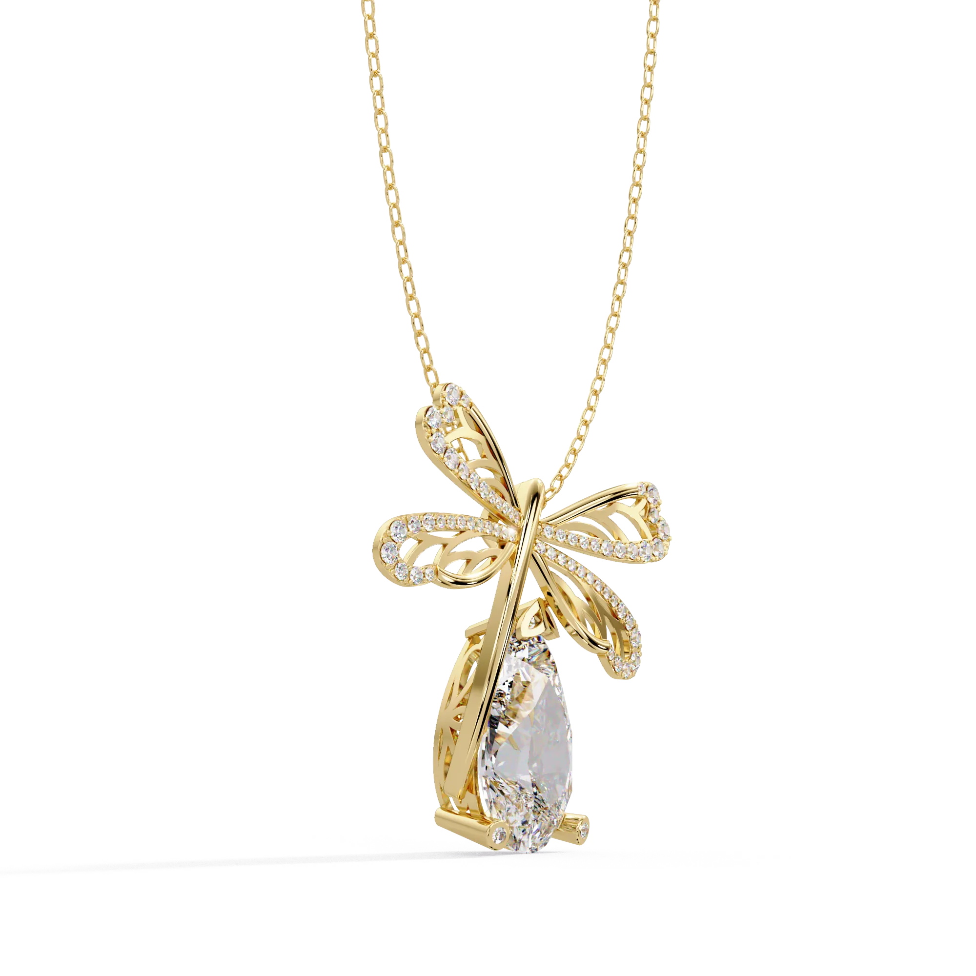 IGI Certified - 6.47 Ct. Lab Grown Diamond (VS/E-F) Majestic Pear Diamond Bow Pendant