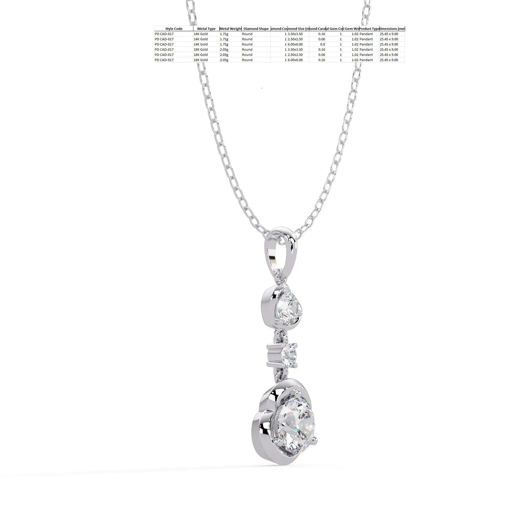IGI Certified - 1.02 Ct. Lab Grown Diamond (VS/E-F) Classic Solitaire Round Diamond Pendant
