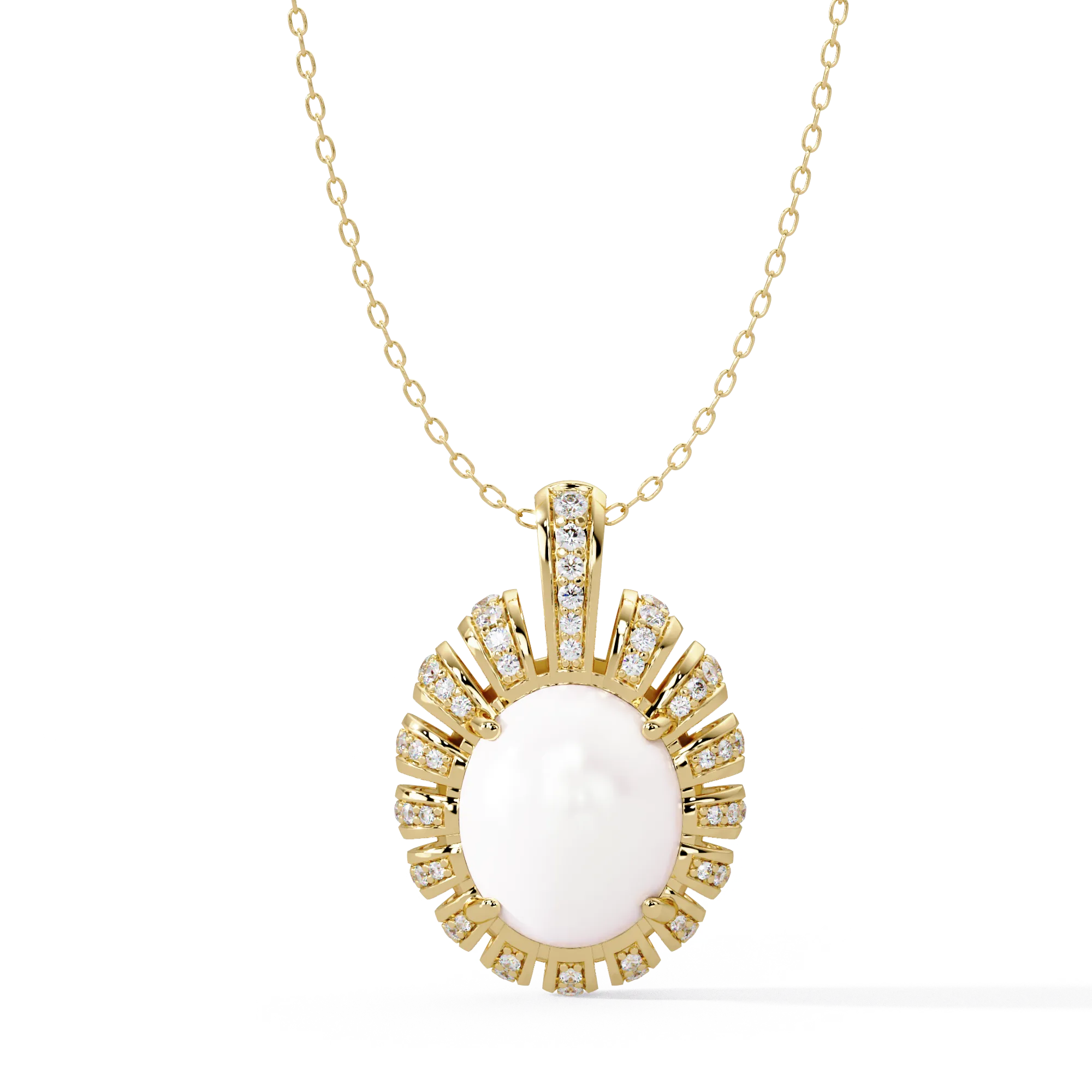 IGI Certified - 0.83 Ct. Lab Grown Diamond (VS/E-F) Illuminated Oval Pearl Necklace