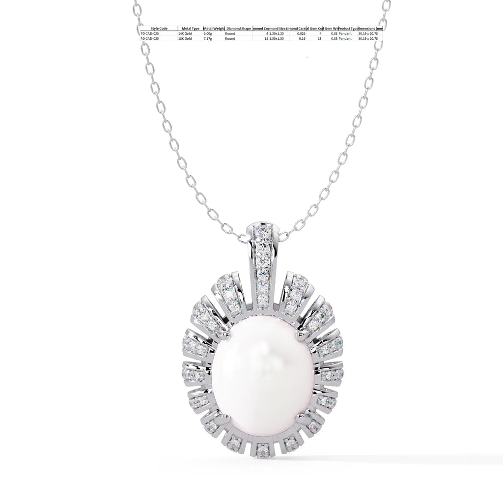 IGI Certified - 0.83 Ct. Lab Grown Diamond (VS/E-F) Illuminated Oval Pearl Necklace