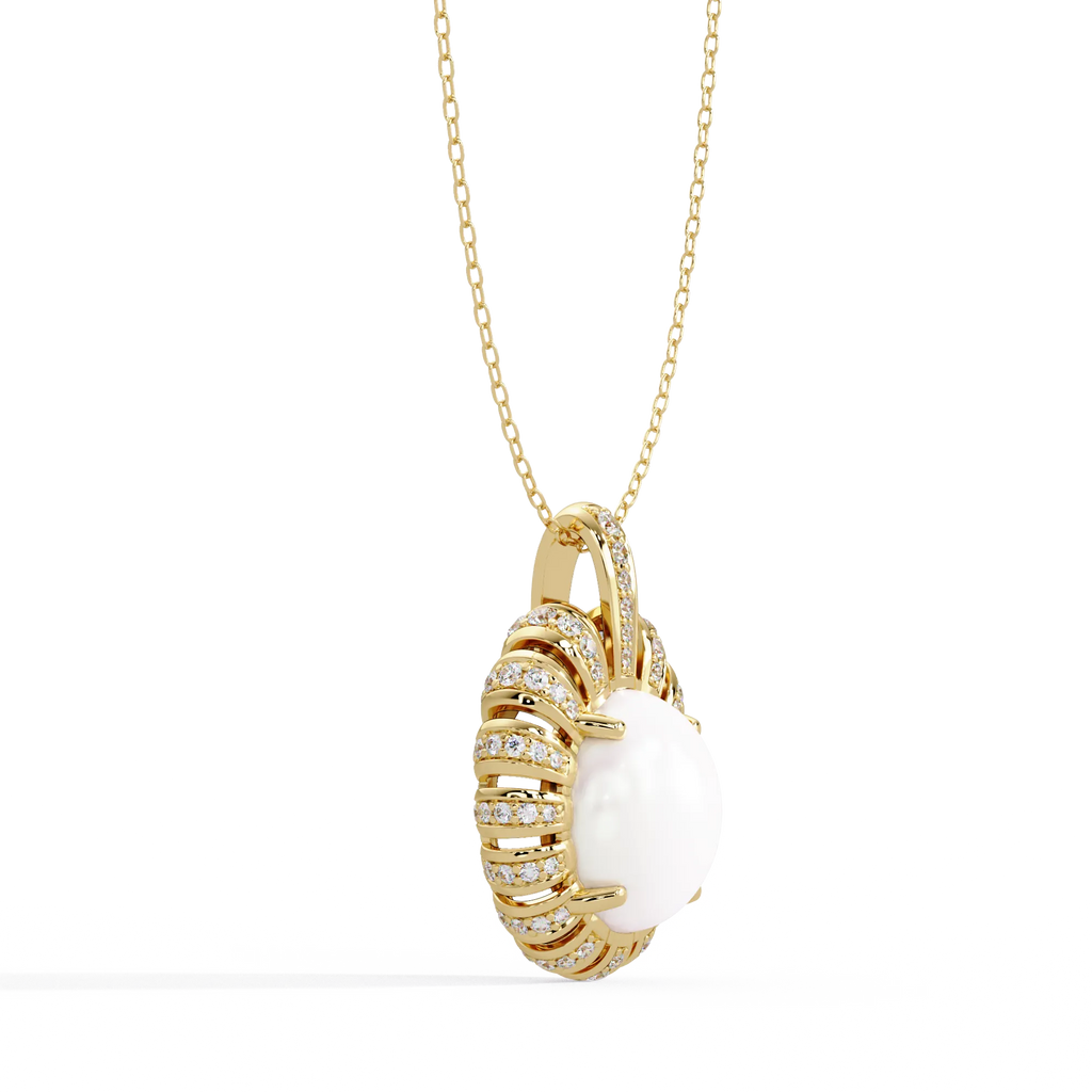 IGI Certified - 0.83 Ct. Lab Grown Diamond (VS/E-F) Illuminated Oval Pearl Necklace