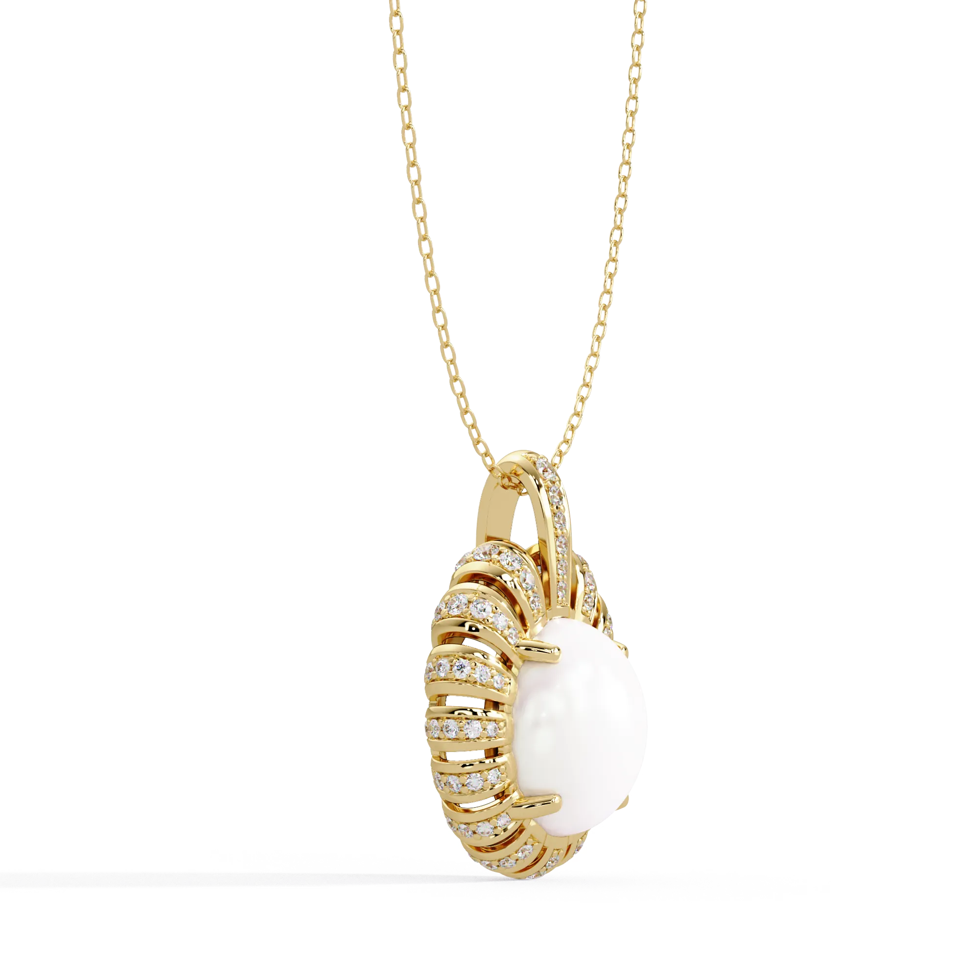 IGI Certified - 0.83 Ct. Lab Grown Diamond (VS/E-F) Illuminated Oval Pearl Necklace