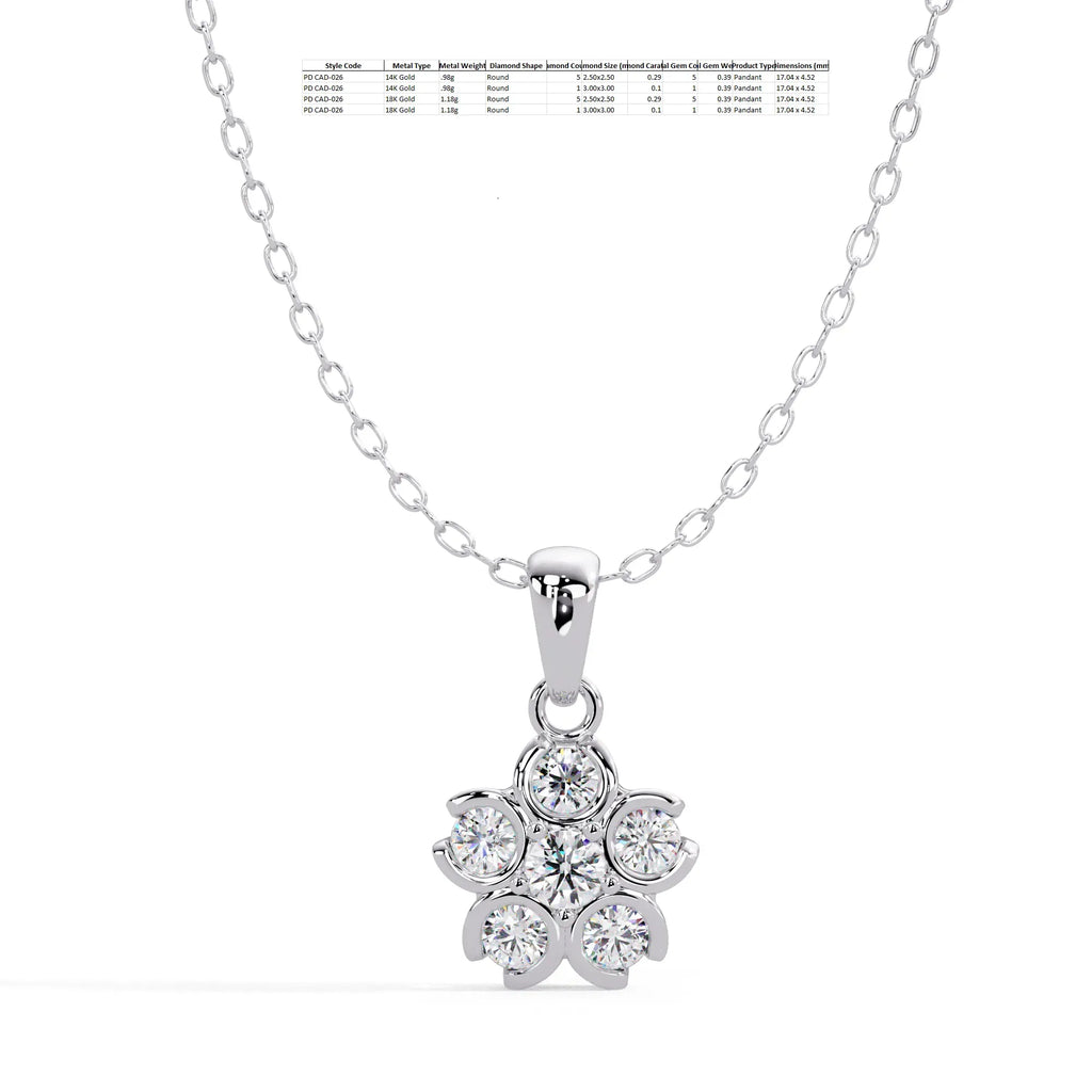 IGI Certified - 0.39 Ct. Lab Grown Diamond (VS/E-F) The "Forever Flora" Gold Necklace