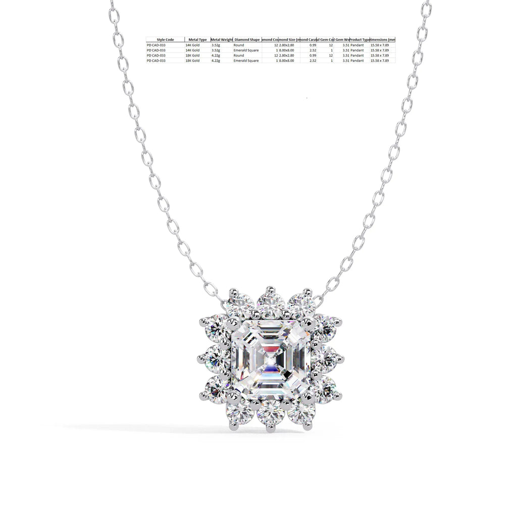 IGI Certified - 3.51 Ct. Lab Grown Diamond (VS/E-F) The Grand Square Halo Pendant