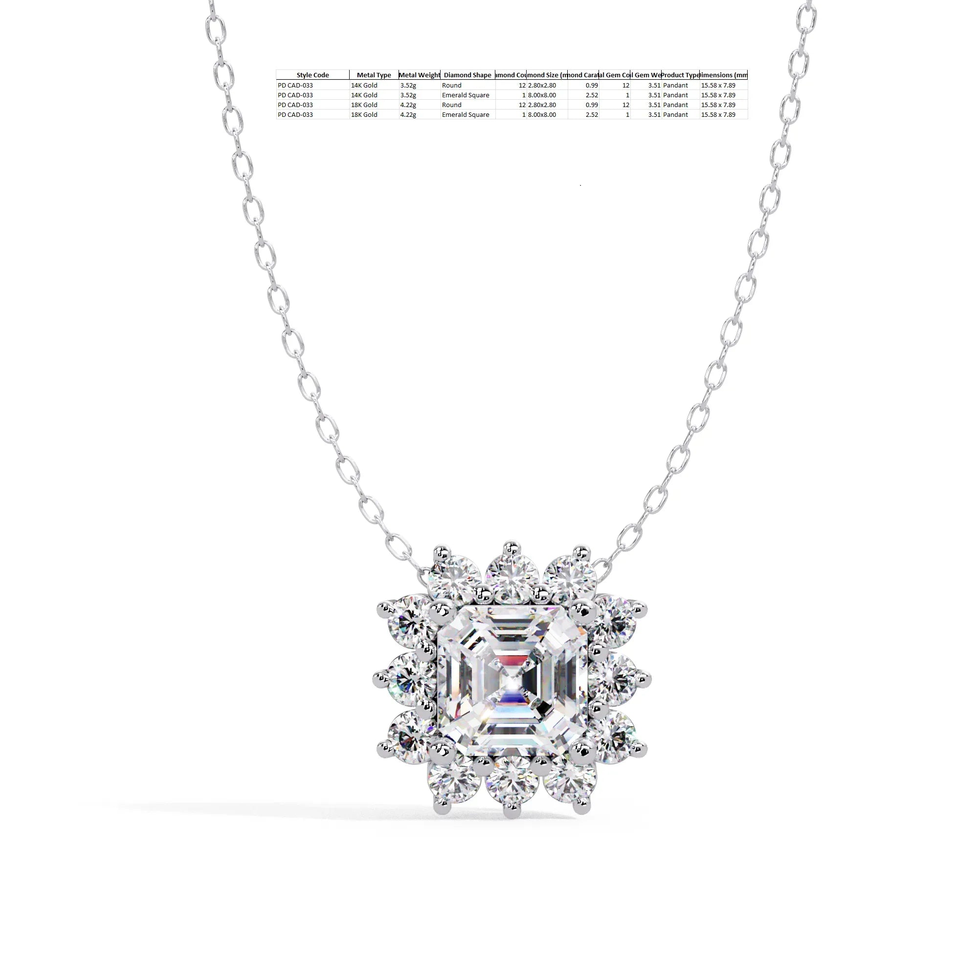 IGI Certified - 3.51 Ct. Lab Grown Diamond (VS/E-F) The Grand Square Halo Pendant