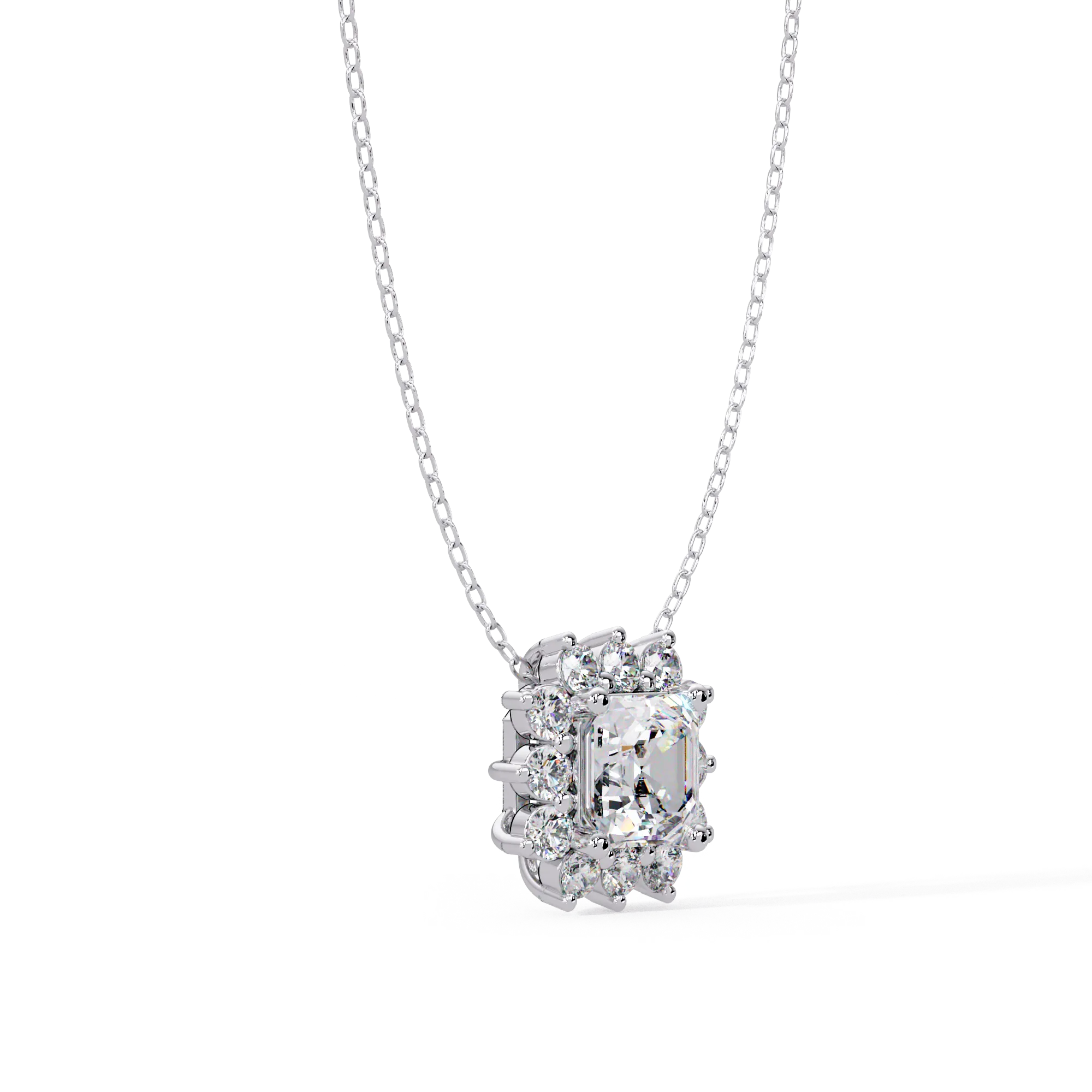 IGI Certified - 3.51 Ct. Lab Grown Diamond (VS/E-F) The Grand Square Halo Pendant