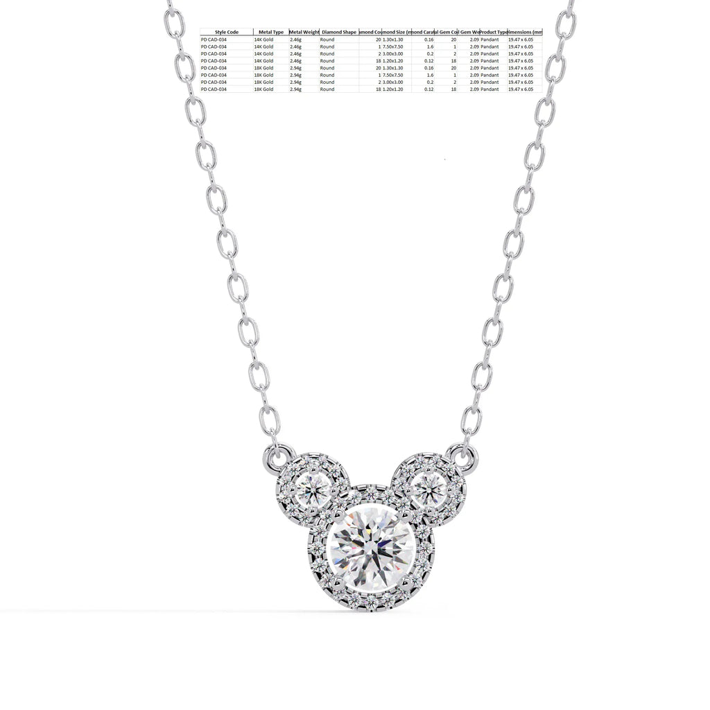 IGI Certified - 2.08 Ct. Lab Grown Diamond (VS/E-F) Dreamer’s Halo Triple Drop Pendant