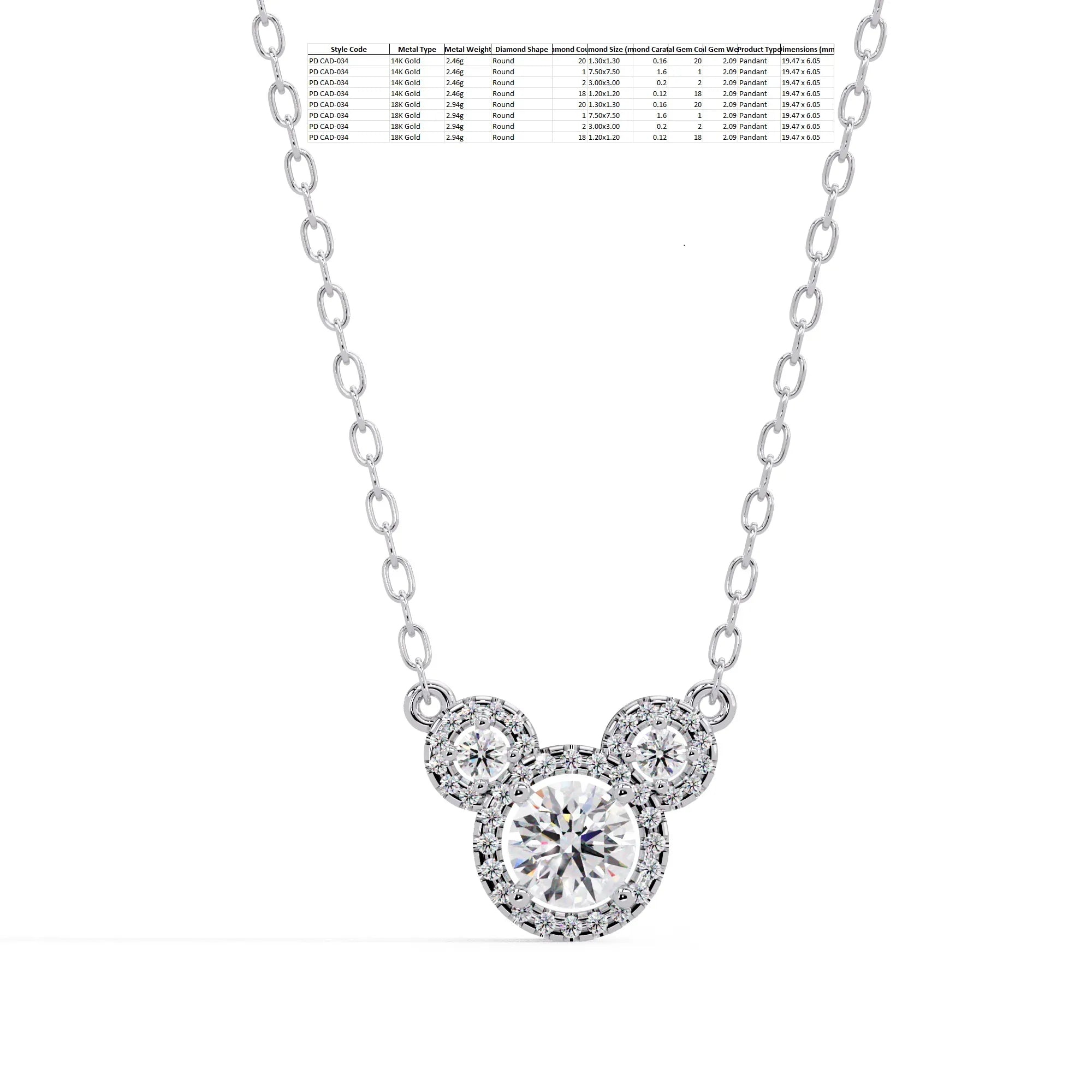 IGI Certified - 2.08 Ct. Lab Grown Diamond (VS/E-F) Dreamer’s Halo Triple Drop Pendant