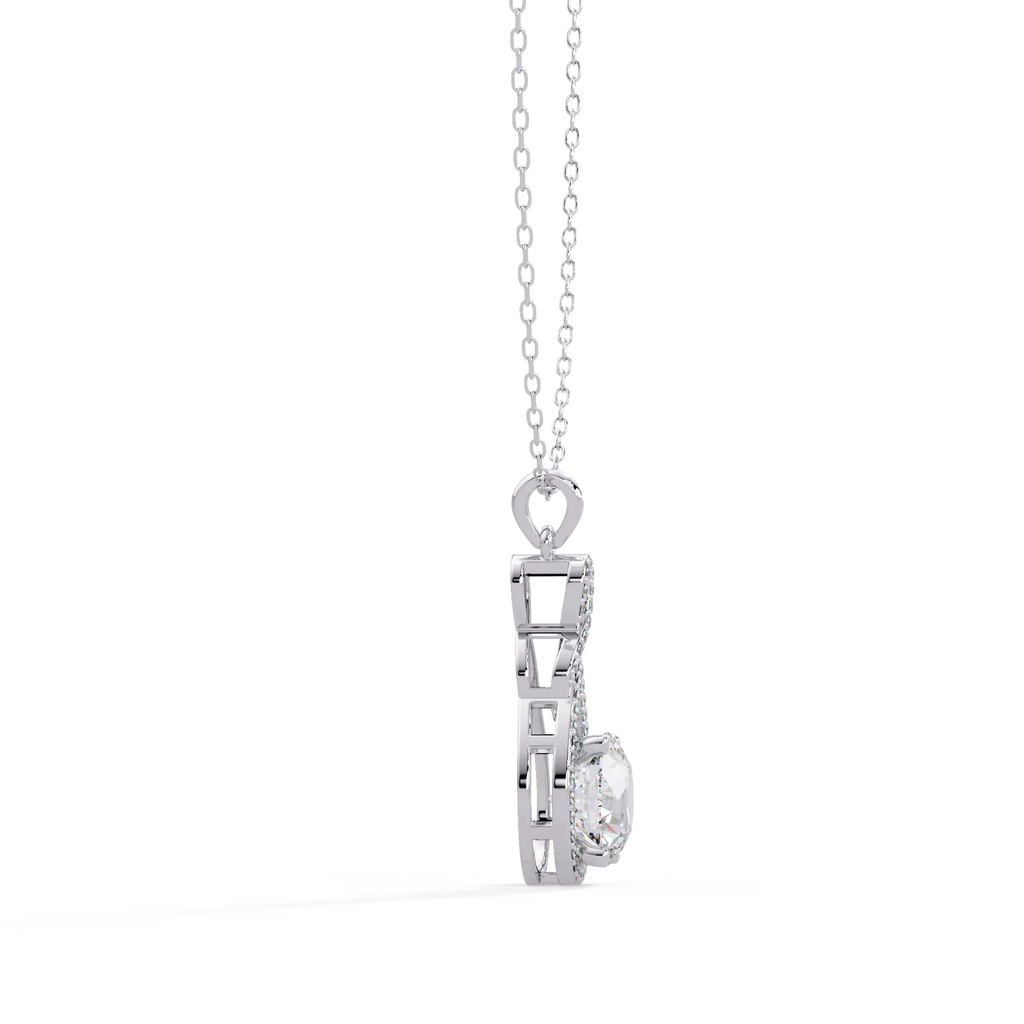 IGI Certified - 3 Ct. Lab Grown Diamond (VS/E-F) The Celestial Radiance Diamond Halo Necklace