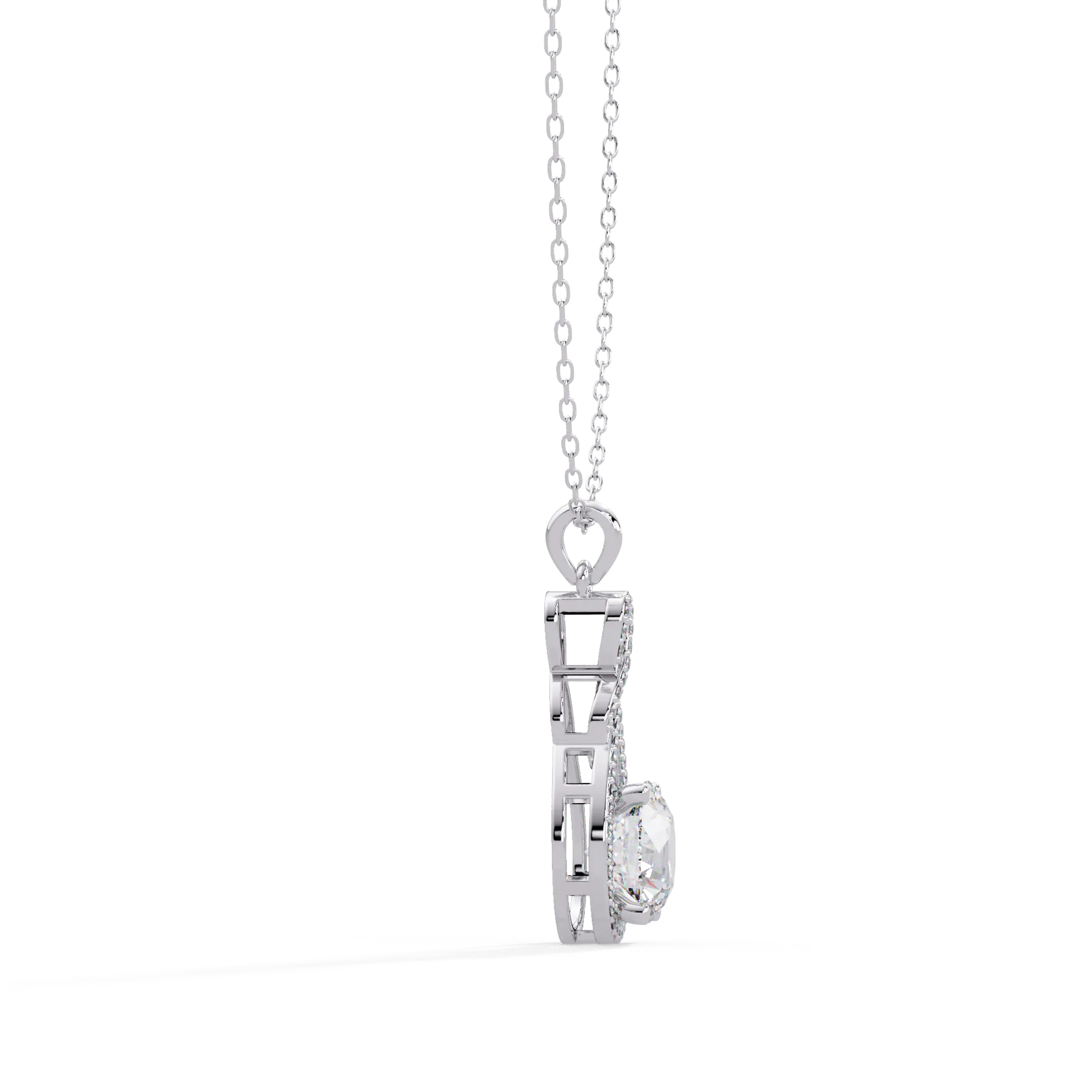 IGI Certified - 3 Ct. Lab Grown Diamond (VS/E-F) The Celestial Radiance Diamond Halo Necklace