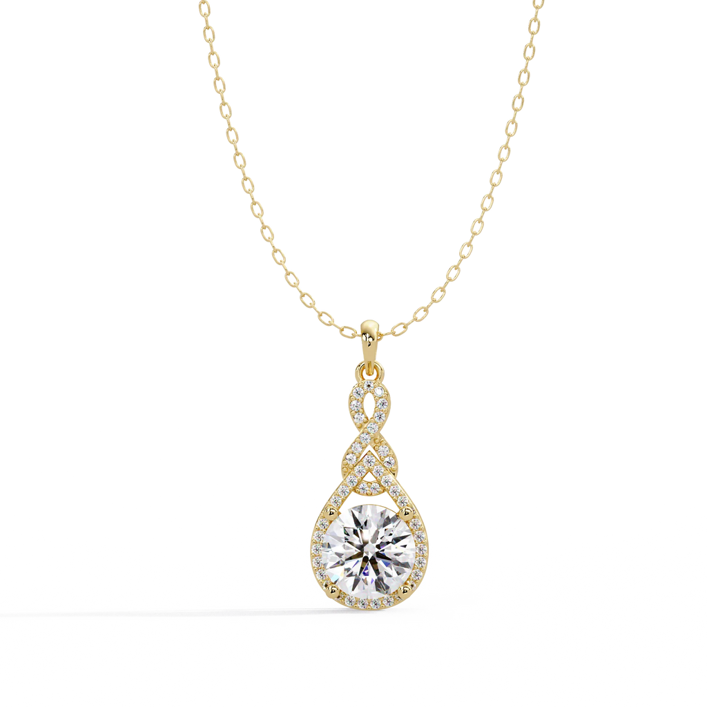 IGI Certified - 3 Ct. Lab Grown Diamond (VS/E-F) The Celestial Radiance Diamond Halo Necklace