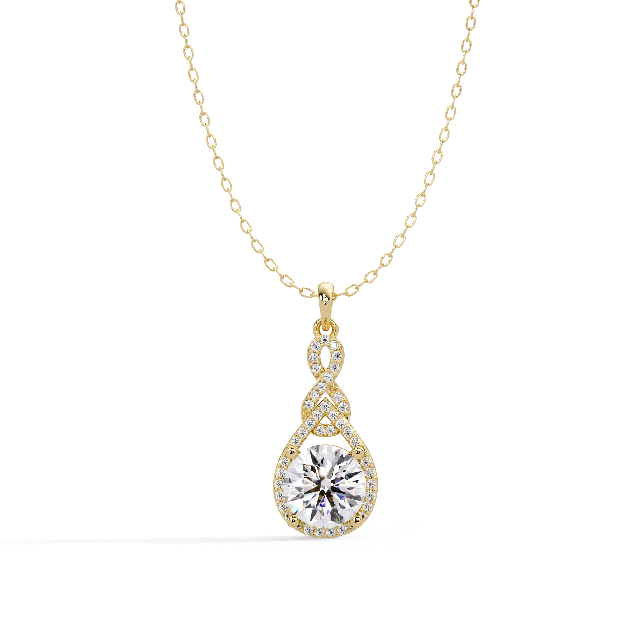 IGI Certified - 3 Ct. Lab Grown Diamond (VS/E-F) The Celestial Radiance Diamond Halo Necklace