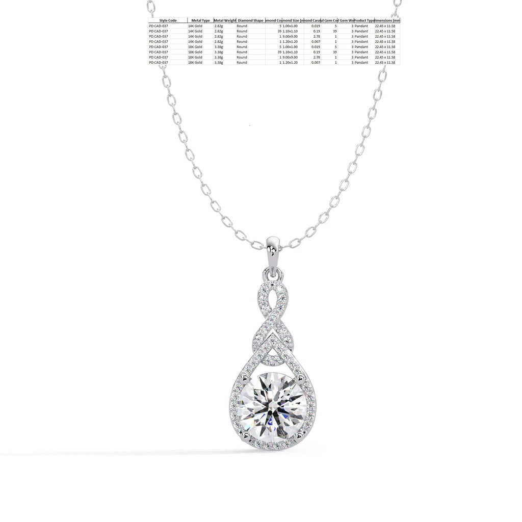 IGI Certified - 3 Ct. Lab Grown Diamond (VS/E-F) The Celestial Radiance Diamond Halo Necklace