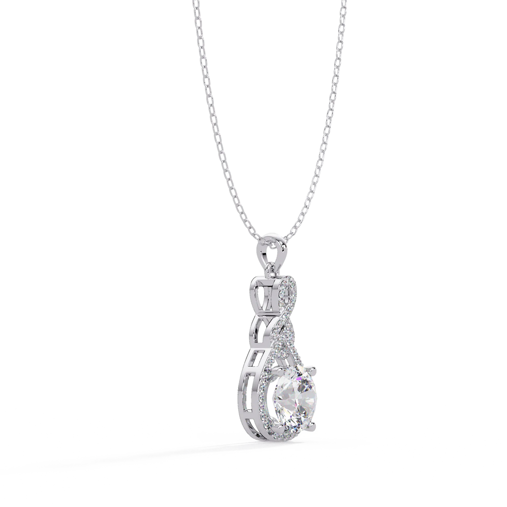 IGI Certified - 3 Ct. Lab Grown Diamond (VS/E-F) The Celestial Radiance Diamond Halo Necklace