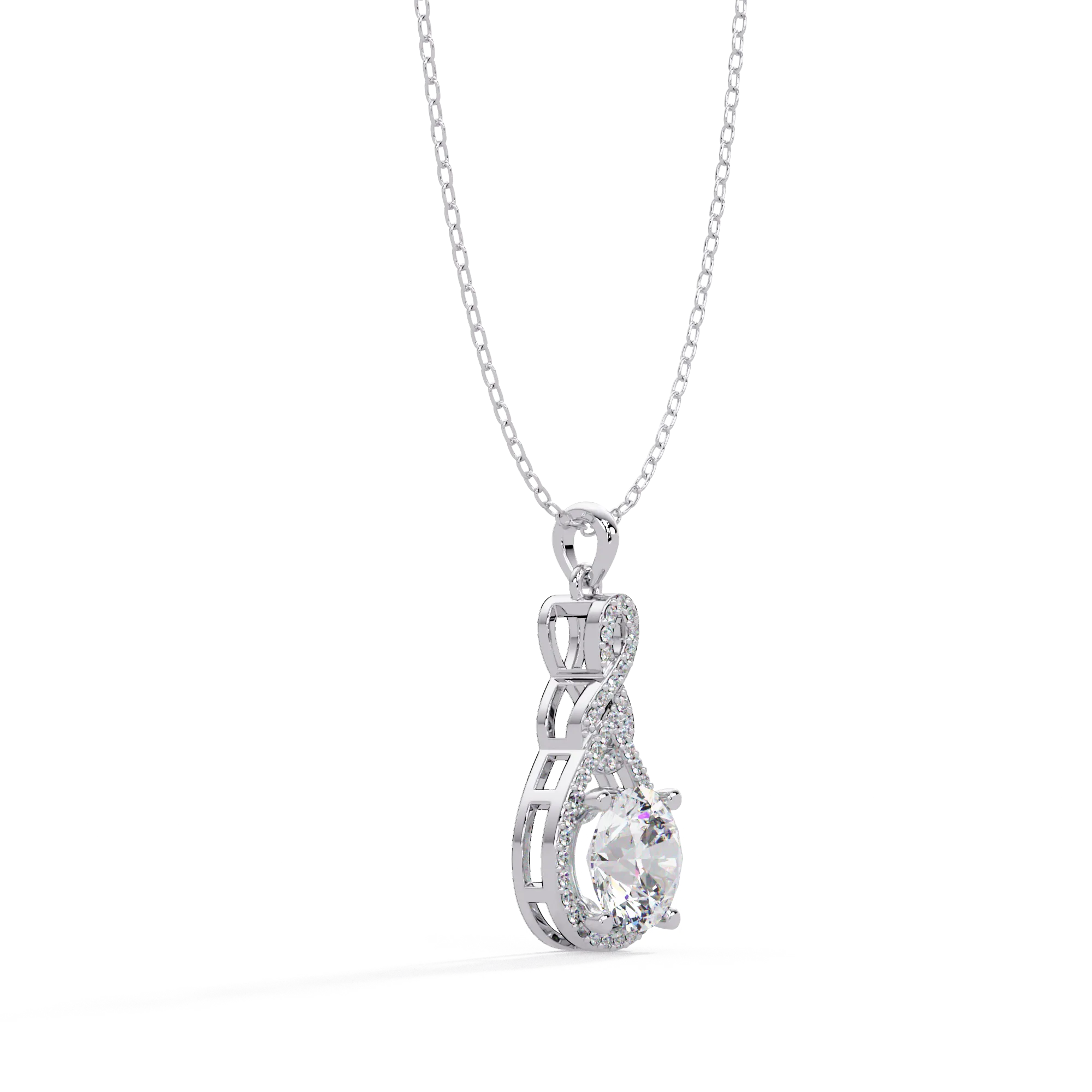 IGI Certified - 3 Ct. Lab Grown Diamond (VS/E-F) The Celestial Radiance Diamond Halo Necklace