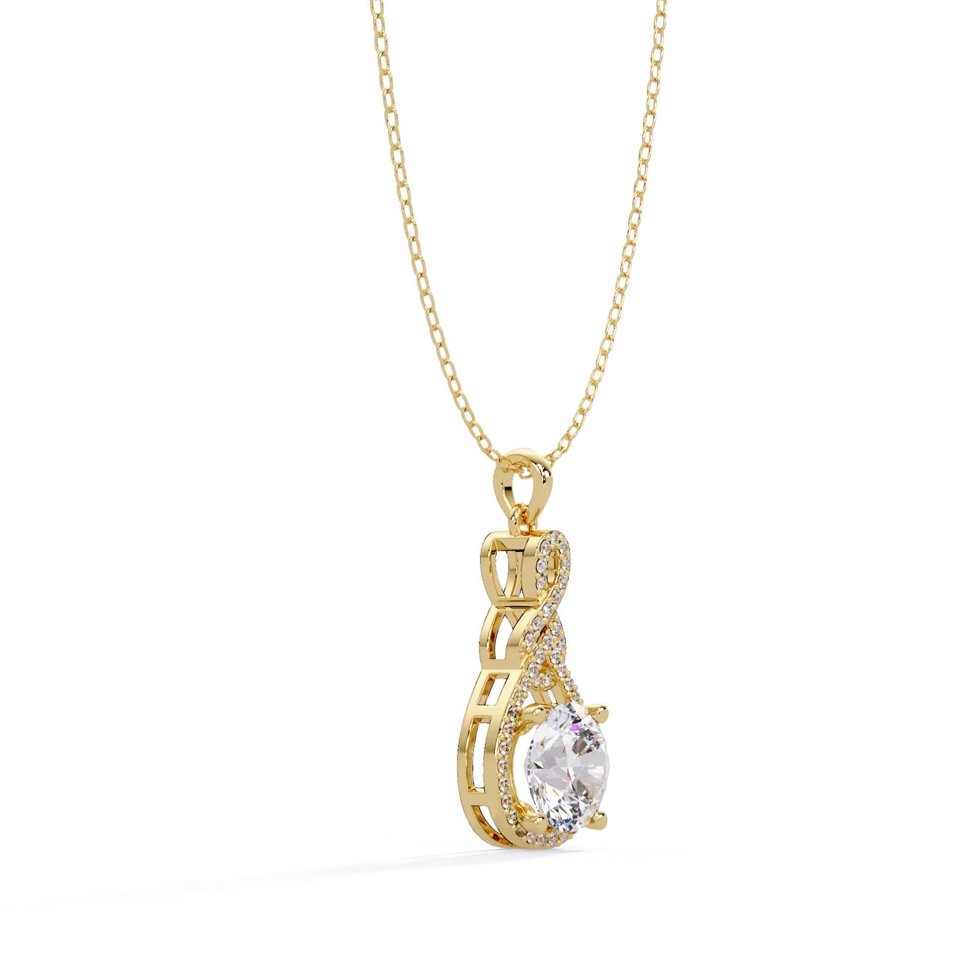 IGI Certified - 3 Ct. Lab Grown Diamond (VS/E-F) The Celestial Radiance Diamond Halo Necklace