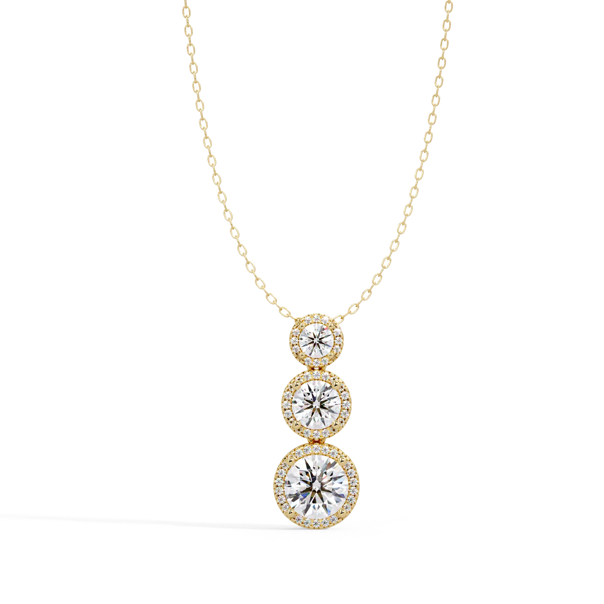 IGI Certified - 4.01 Ct. Lab Grown Diamond (VS/E-F) The Graduated Trinity Halo Pendant