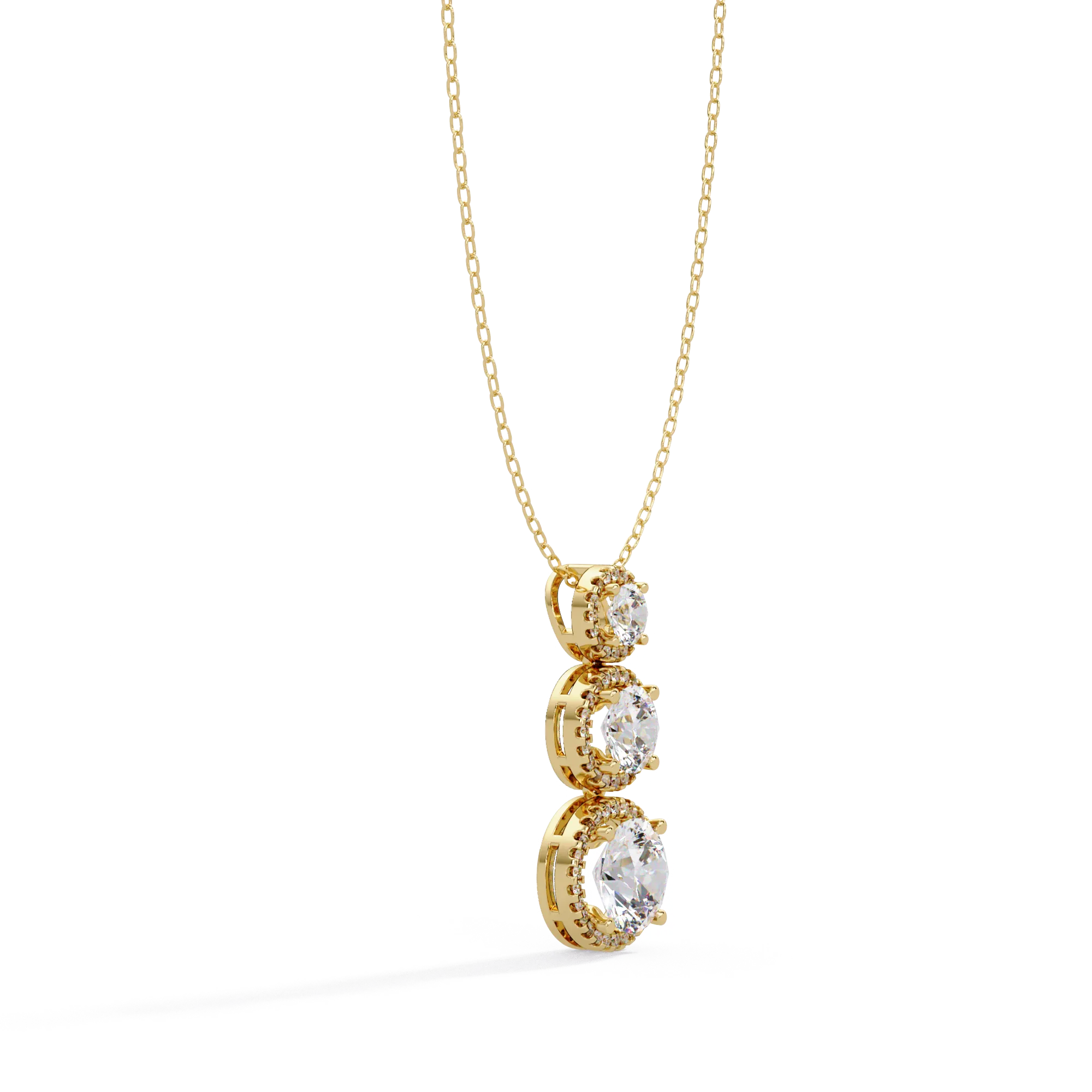 IGI Certified - 4.01 Ct. Lab Grown Diamond (VS/E-F) The Graduated Trinity Halo Pendant
