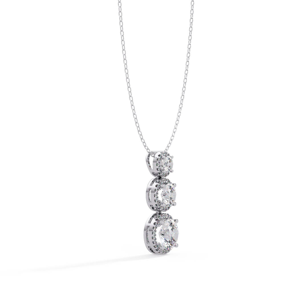 IGI Certified - 4.01 Ct. Lab Grown Diamond (VS/E-F) The Graduated Trinity Halo Pendant