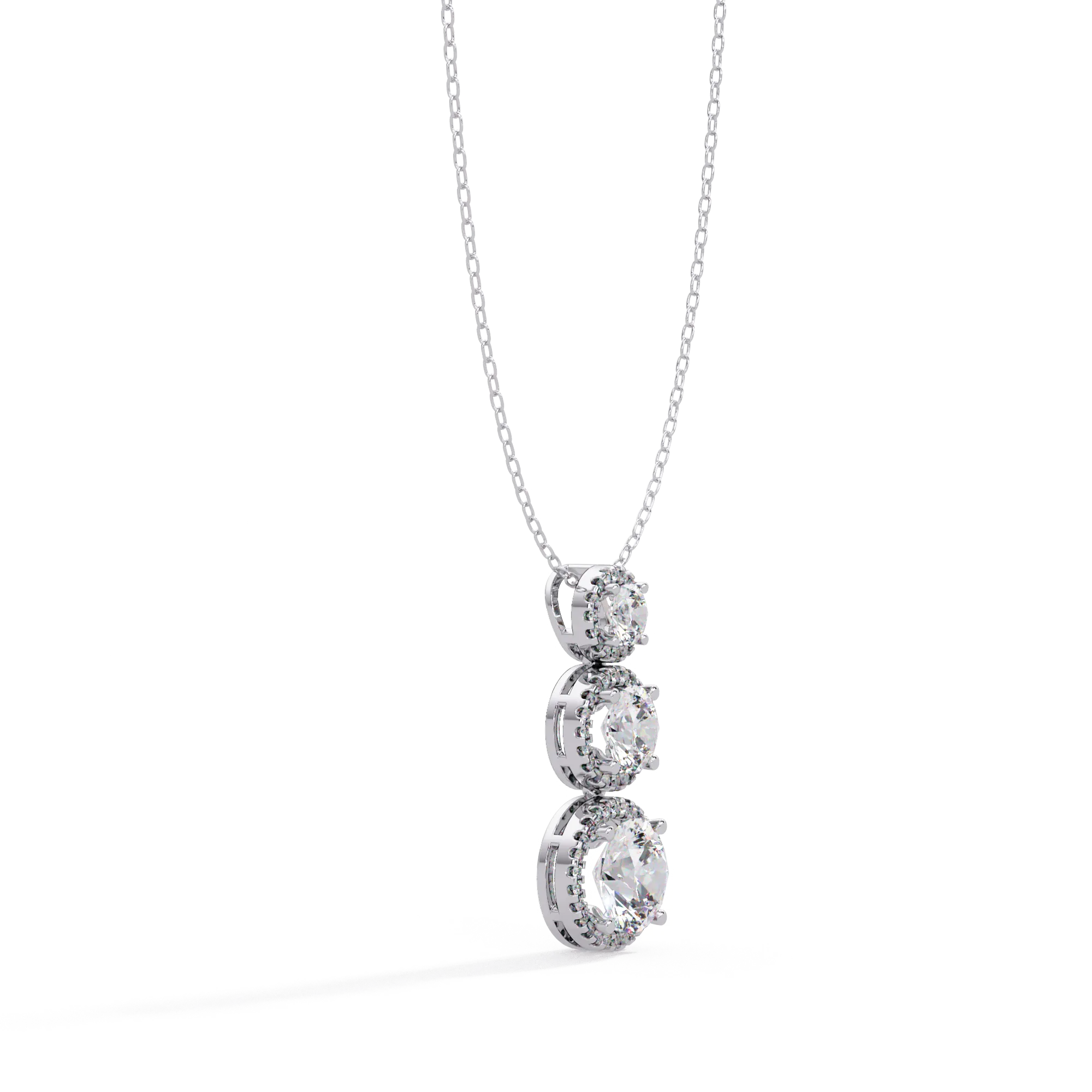 IGI Certified - 4.01 Ct. Lab Grown Diamond (VS/E-F) The Graduated Trinity Halo Pendant