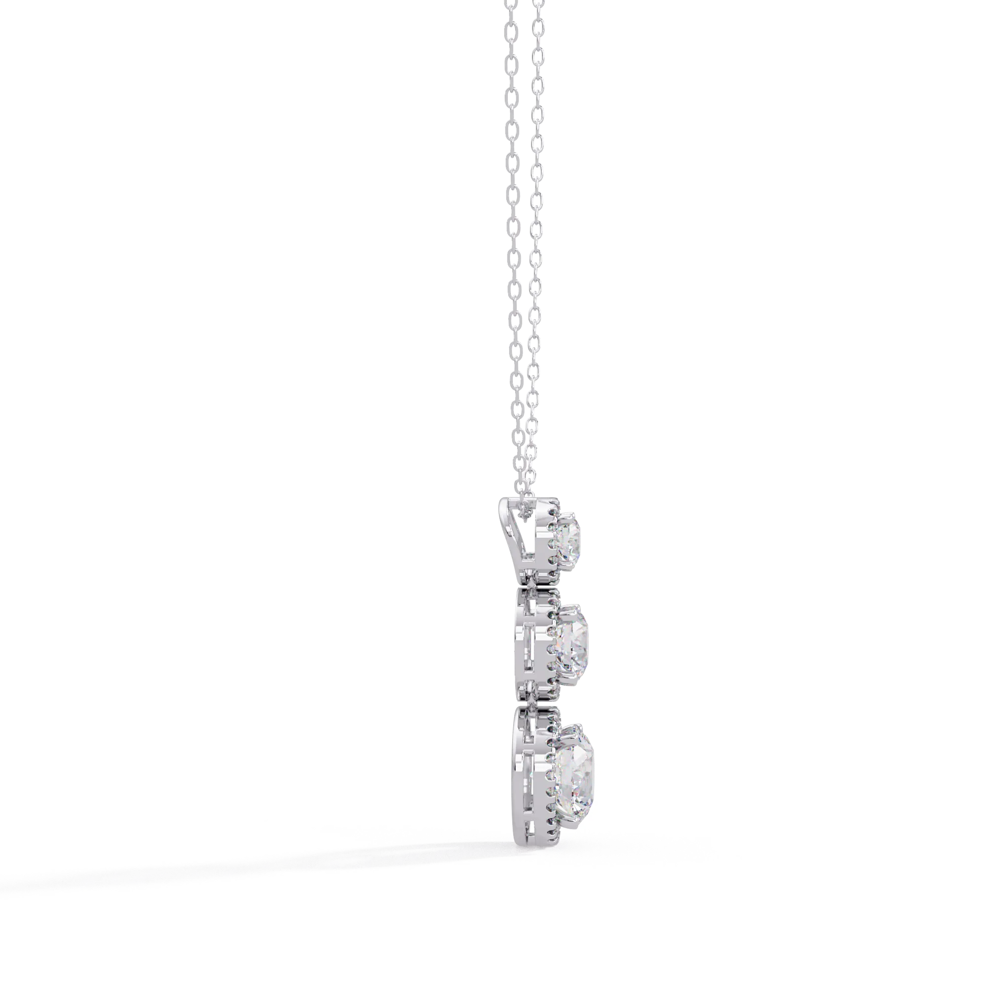 IGI Certified - 4.01 Ct. Lab Grown Diamond (VS/E-F) The Graduated Trinity Halo Pendant