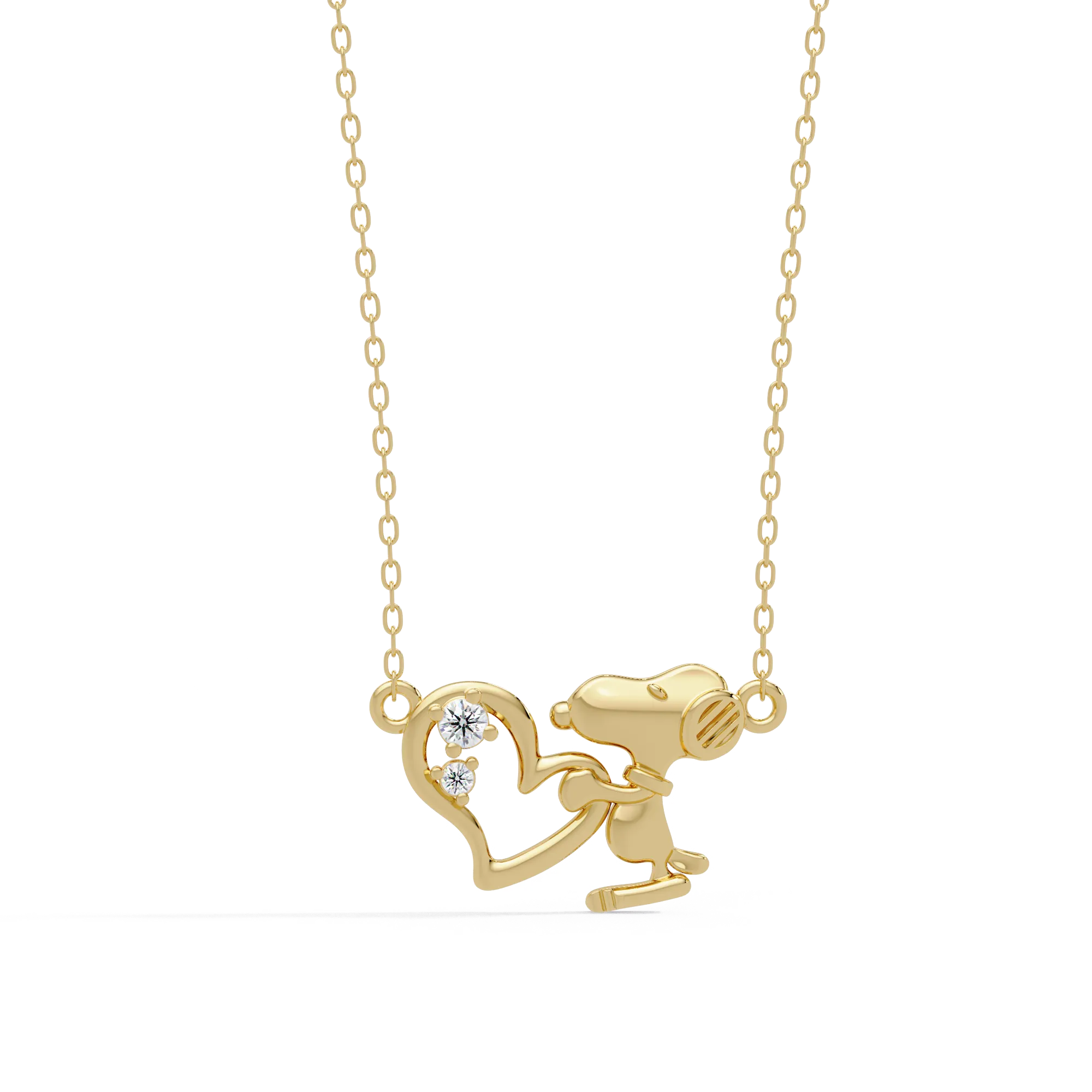 IGI Certified - 0.13 Ct. Lab Grown Diamond (VS/E-F) Sweet Snoopy Hug Necklace