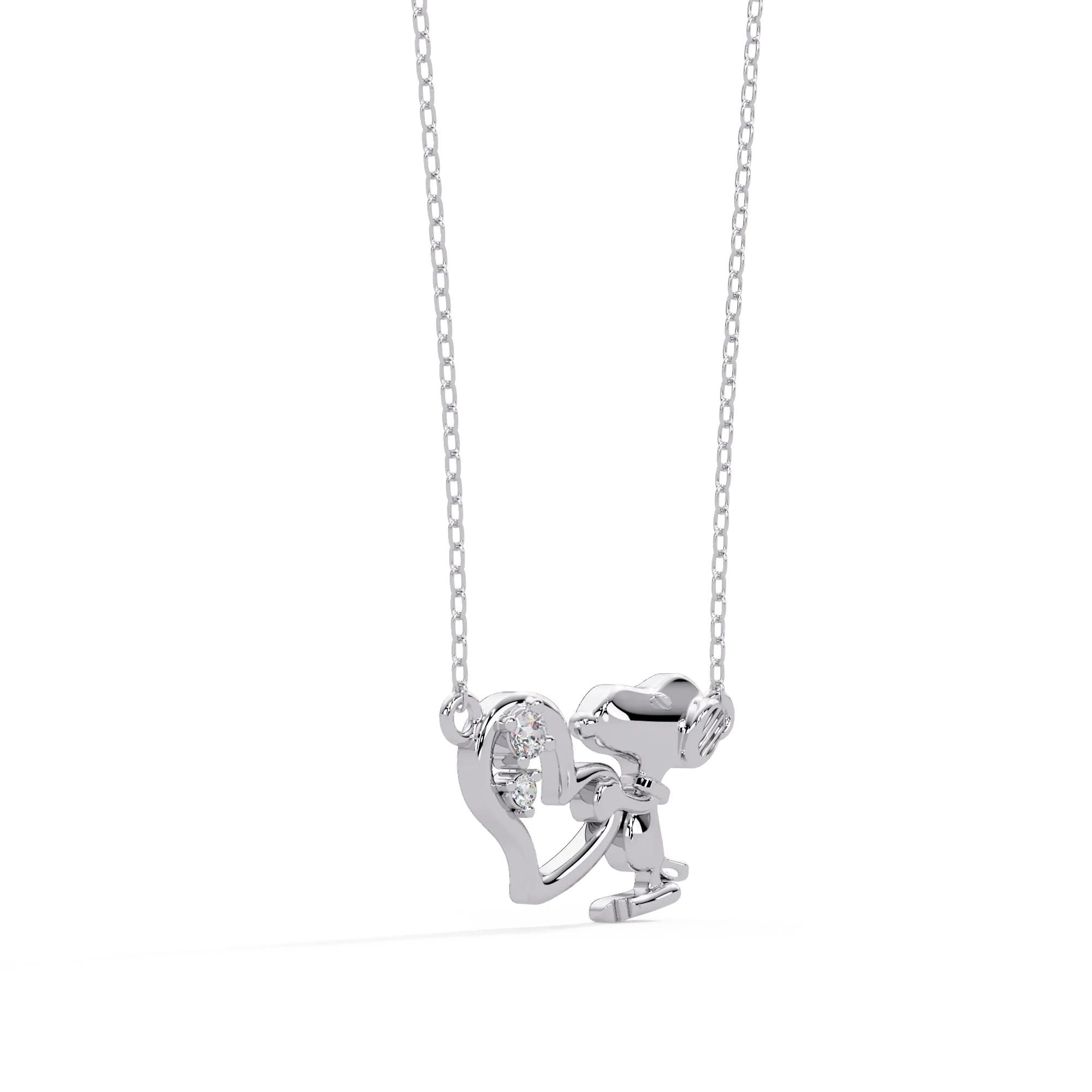 IGI Certified - 0.13 Ct. Lab Grown Diamond (VS/E-F) Sweet Snoopy Hug Necklace