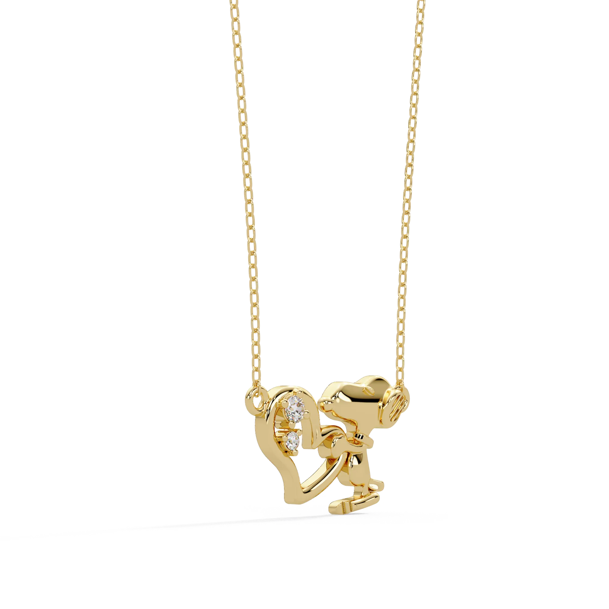 IGI Certified - 0.13 Ct. Lab Grown Diamond (VS/E-F) Sweet Snoopy Hug Necklace