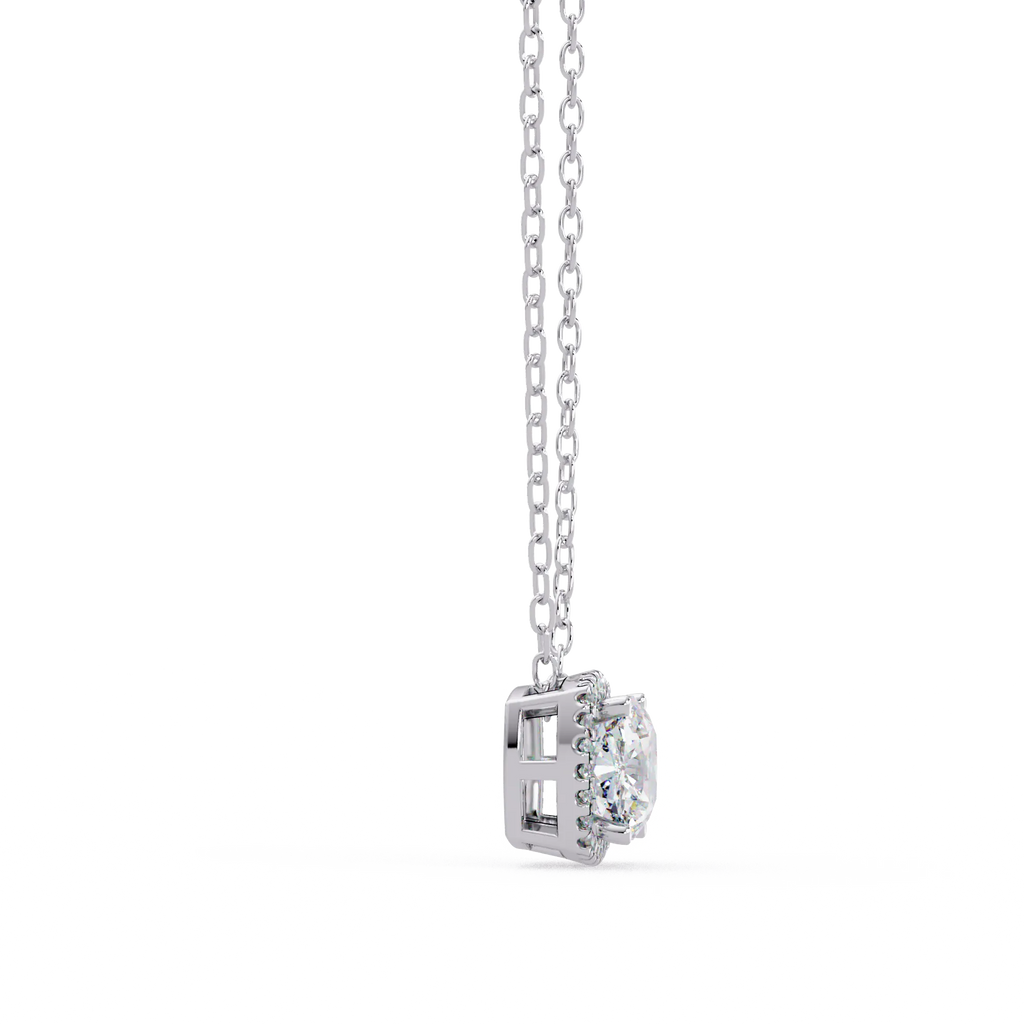 IGI Certified - 2.81 Ct. Lab Grown Diamond (VS/E-F) Radiant Cushion Solitaire with Pavé Border Pendant
