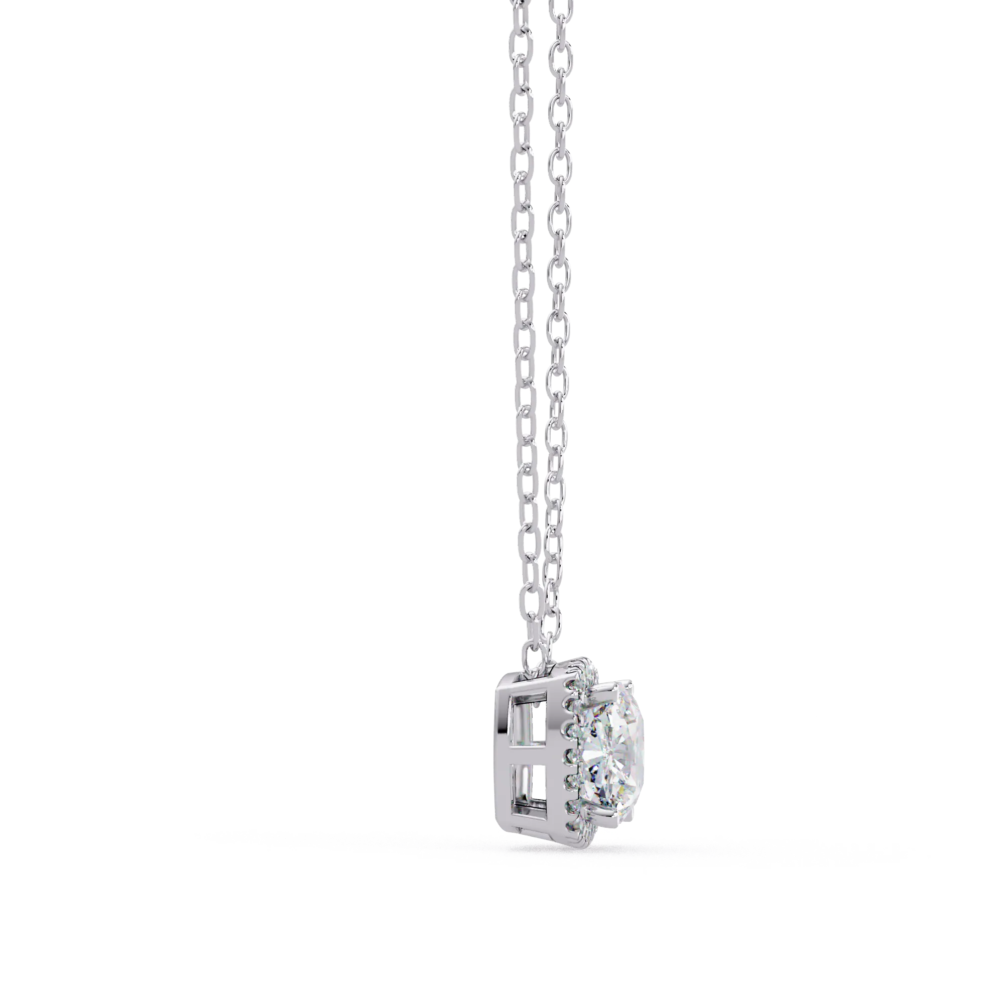 IGI Certified - 2.81 Ct. Lab Grown Diamond (VS/E-F) Radiant Cushion Solitaire with Pavé Border Pendant