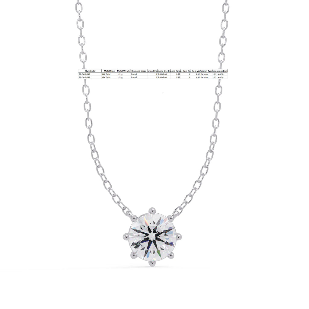 IGI Certified - 0.81 Ct. Lab Grown Diamond (VS/E-F) Timeless Octo-Prong Solitaire Pendant