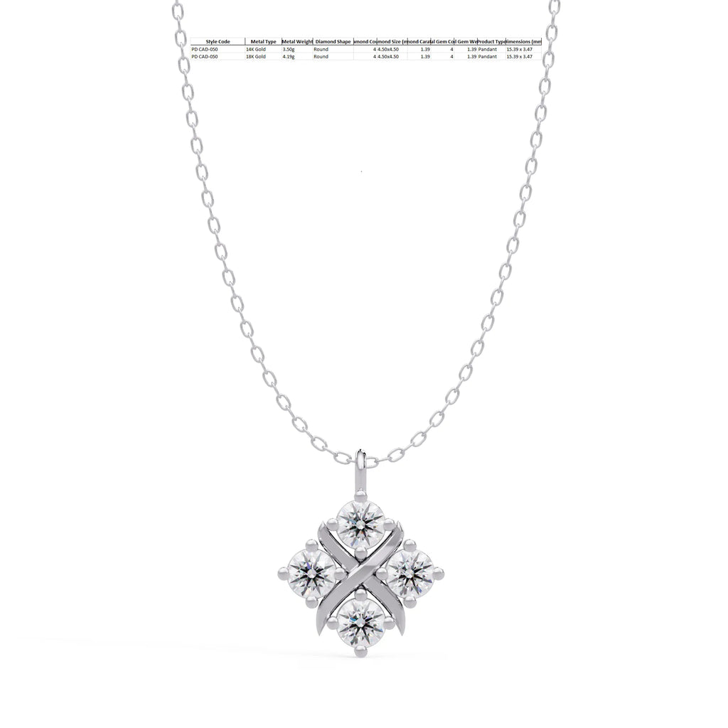 IGI Certified - 1.39 Ct. Lab Grown Diamond (VS/E-F) The Lattice Clover Drop Pendant