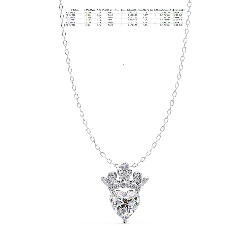IGI Certified - 0.81 Ct. Lab Grown Diamond (VS/E-F) The Queen of Hearts Pendant