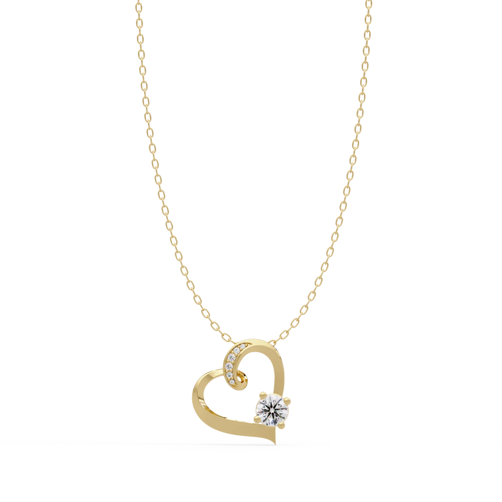 IGI Certified - 0.50 Ct. Lab Grown Diamond (VS/E-F) Gold Floating Heart Pendant with Accent Stones Pendant