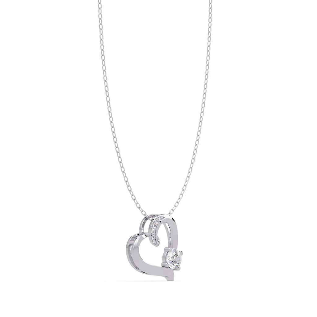 IGI Certified - 0.50 Ct. Lab Grown Diamond (VS/E-F) Gold Floating Heart Pendant with Accent Stones Pendant