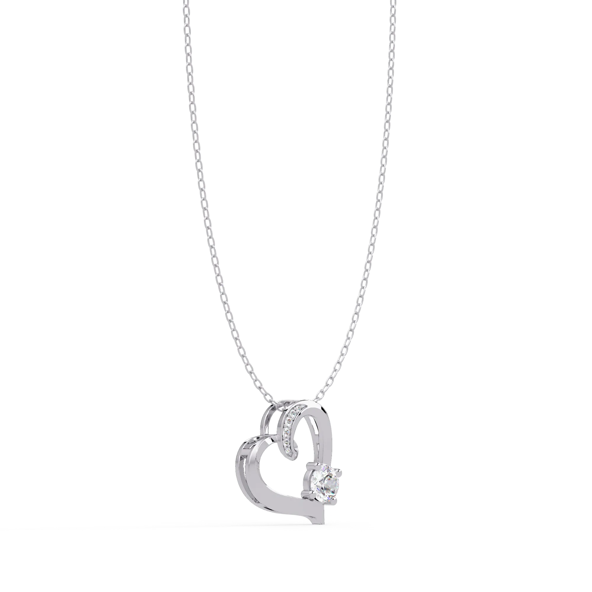 IGI Certified - 0.50 Ct. Lab Grown Diamond (VS/E-F) Gold Floating Heart Pendant with Accent Stones Pendant