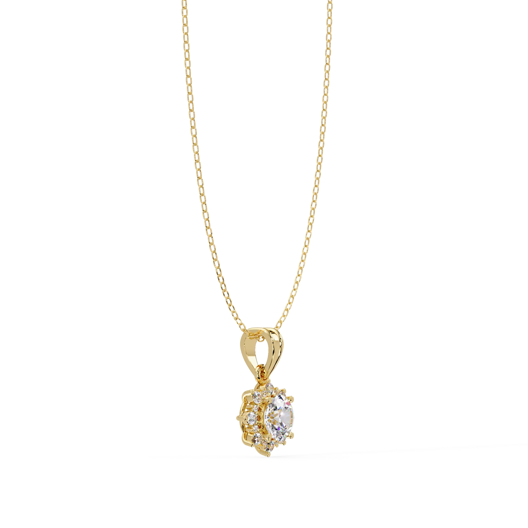 IGI Certified - 1.57 Ct. Lab Grown Diamond (VS/E-F) Sunburst Halo Diamond Pendant