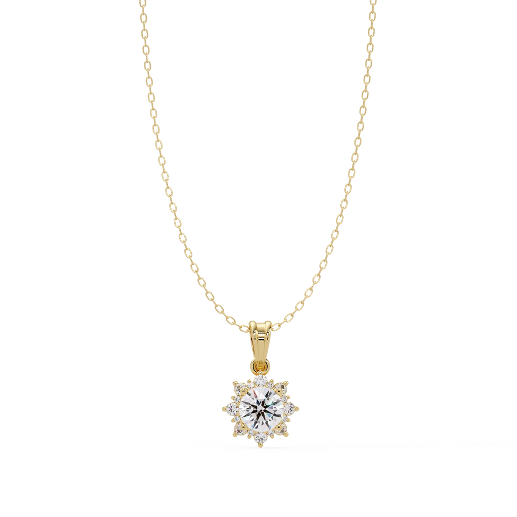 IGI Certified - 1.57 Ct. Lab Grown Diamond (VS/E-F) Sunburst Halo Diamond Pendant