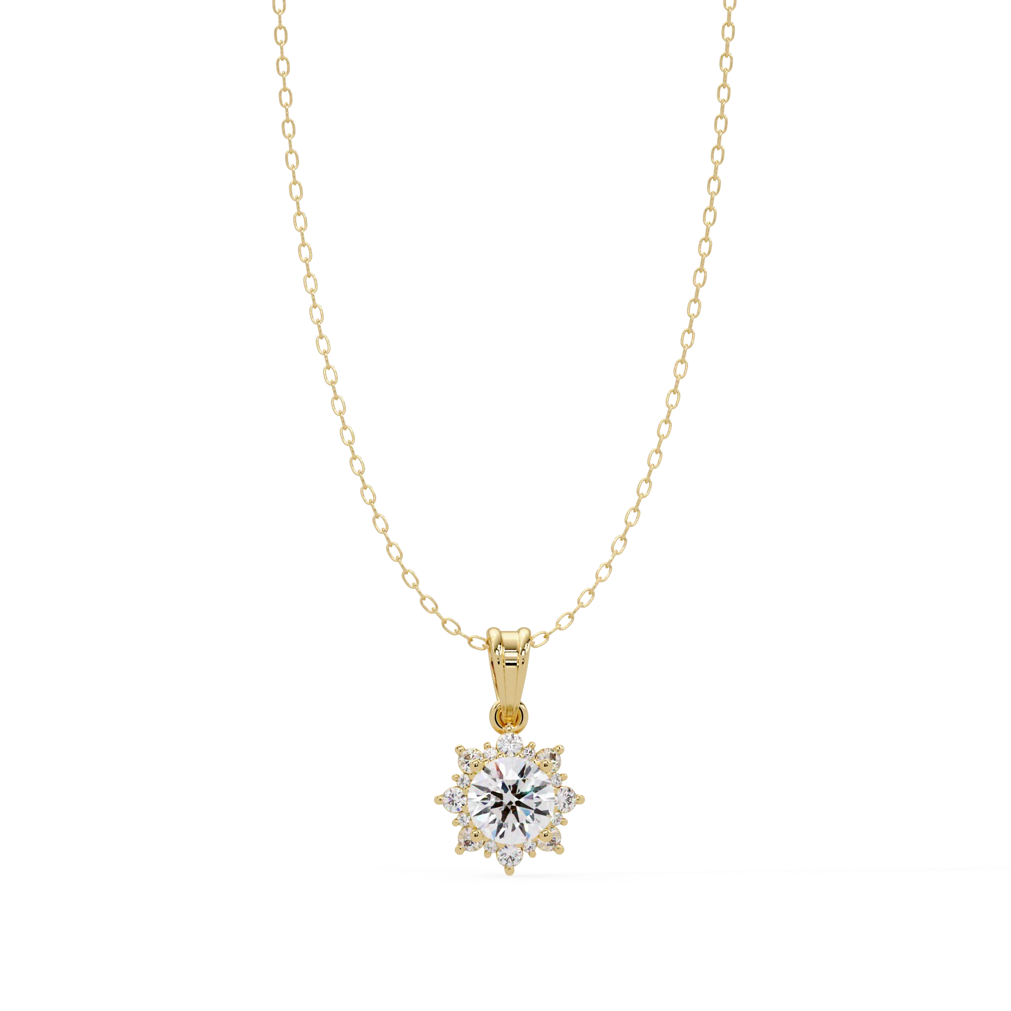 IGI Certified - 1.57 Ct. Lab Grown Diamond (VS/E-F) Sunburst Halo Diamond Pendant