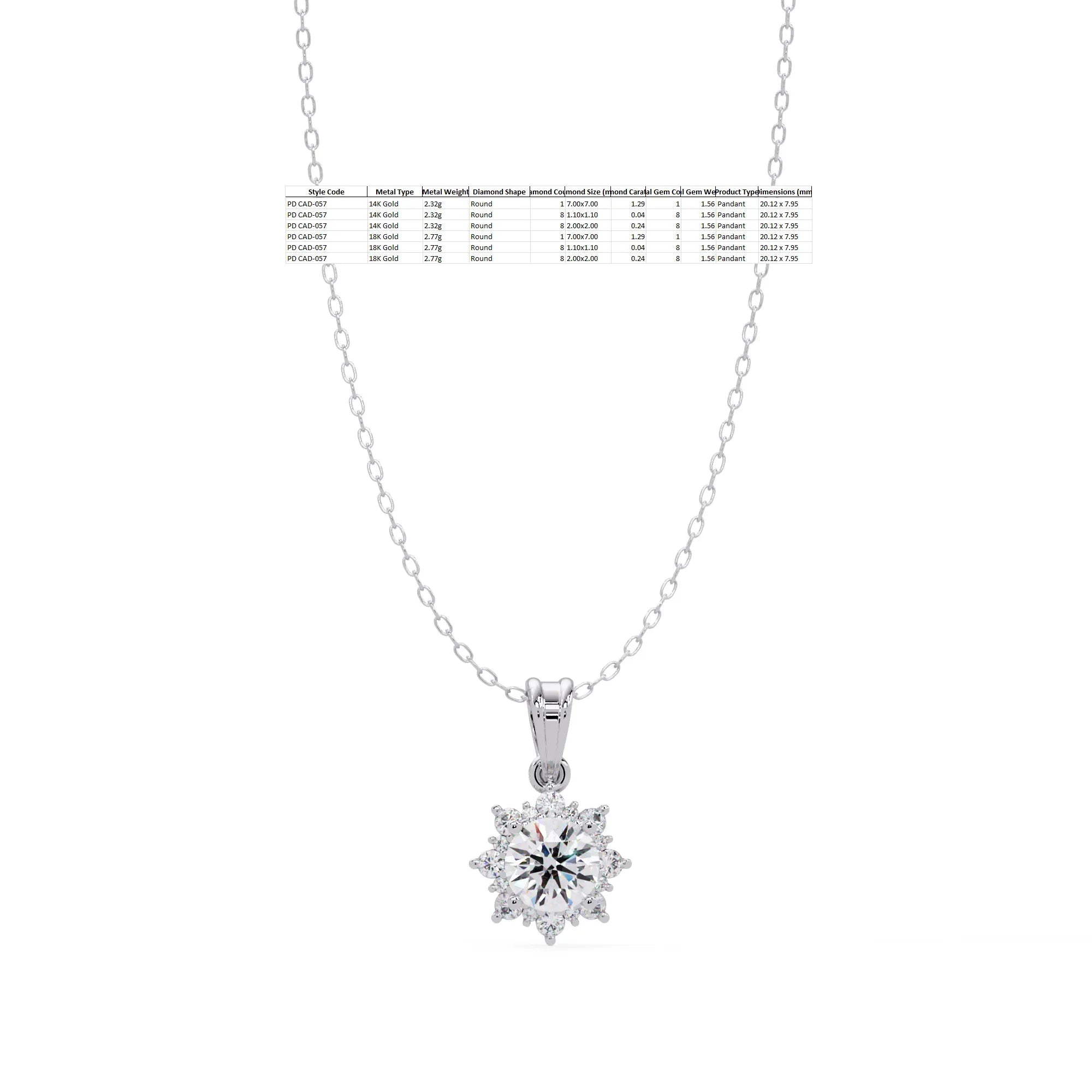 IGI Certified - 1.57 Ct. Lab Grown Diamond (VS/E-F) Sunburst Halo Diamond Pendant