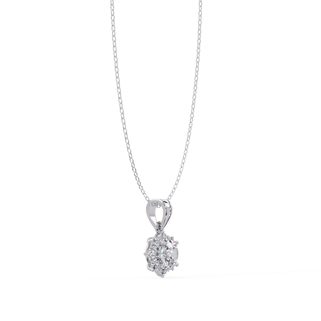 IGI Certified - 1.57 Ct. Lab Grown Diamond (VS/E-F) Sunburst Halo Diamond Pendant