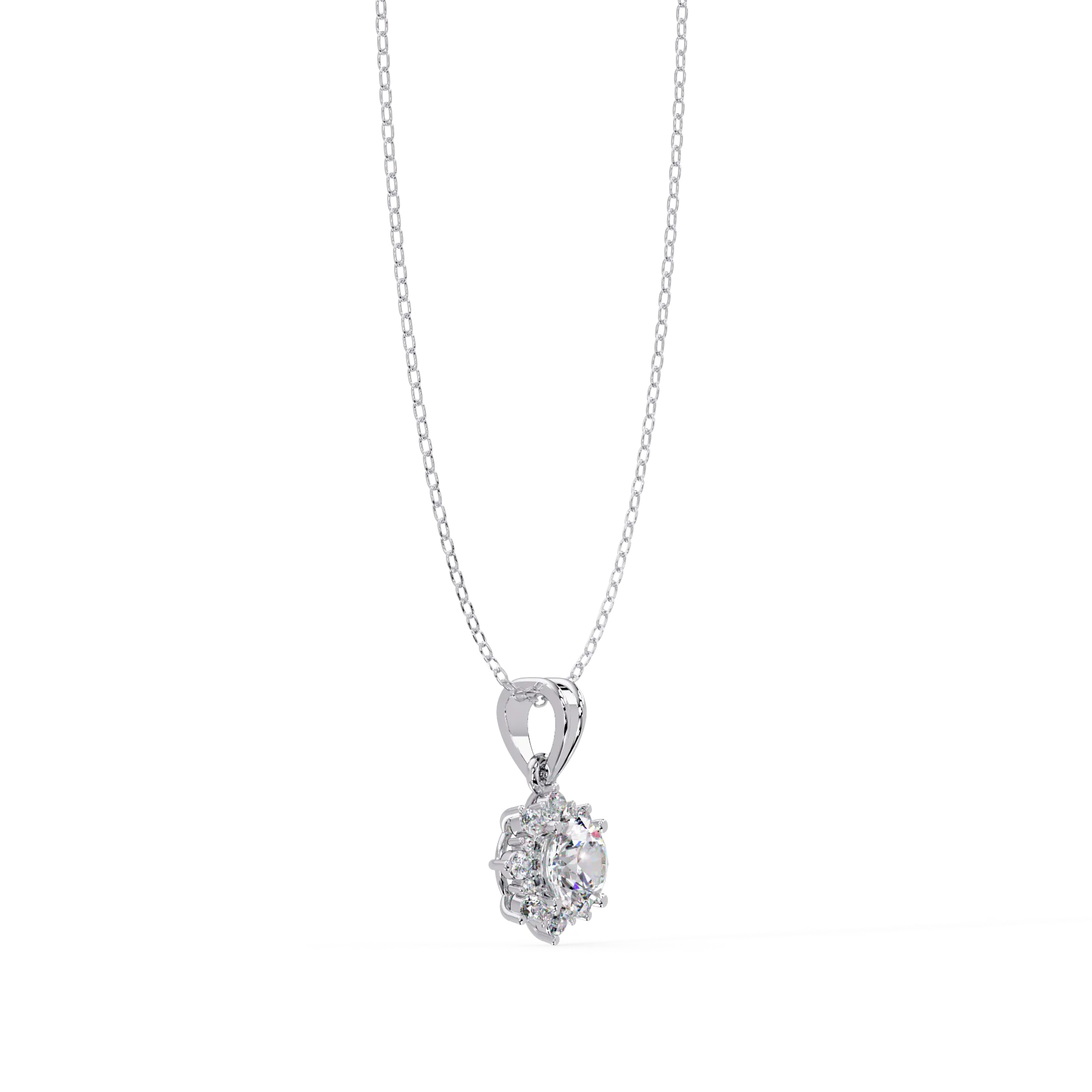 IGI Certified - 1.57 Ct. Lab Grown Diamond (VS/E-F) Sunburst Halo Diamond Pendant