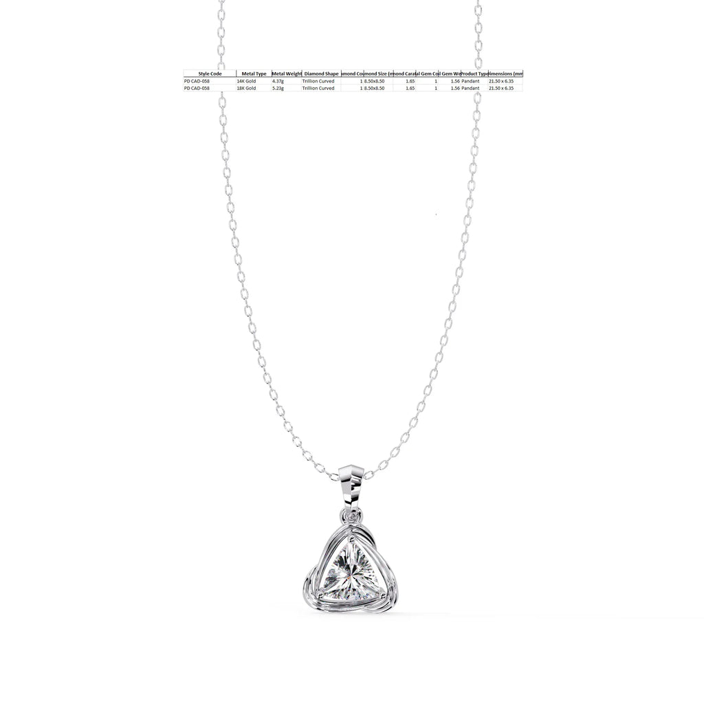 IGI Certified - 1.65 Ct. Lab Grown Diamond (VS/E-F) Triangular Embrace Solitaire Necklace