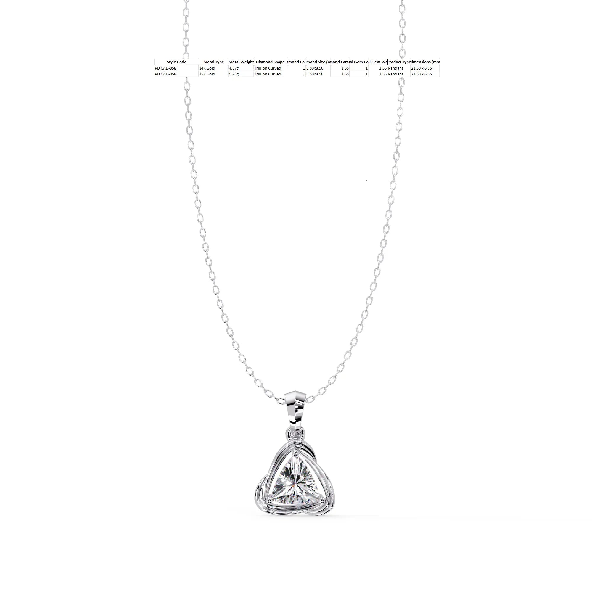 IGI Certified - 1.65 Ct. Lab Grown Diamond (VS/E-F) Triangular Embrace Solitaire Necklace