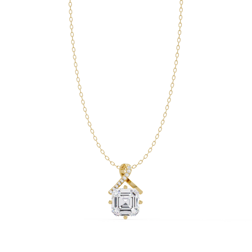 IGI Certified - 1/2 Ct. Lab Grown Diamond (VS/E-F) Eternal Knot Emerald-Cut Necklace Pendant