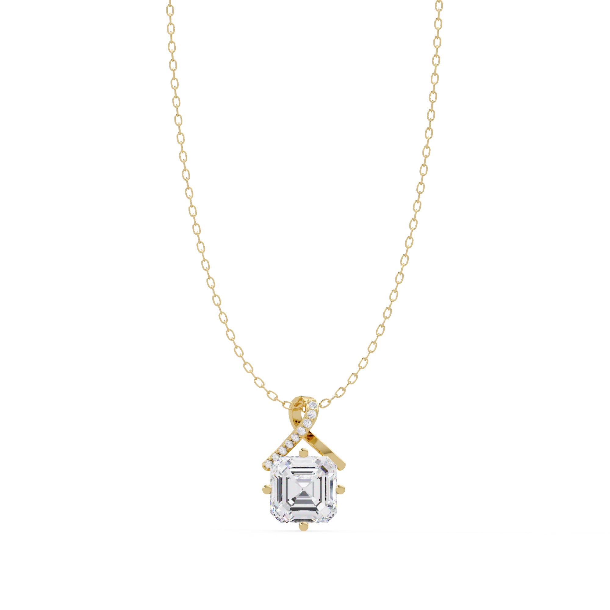 IGI Certified - 1/2 Ct. Lab Grown Diamond (VS/E-F) Eternal Knot Emerald-Cut Necklace Pendant