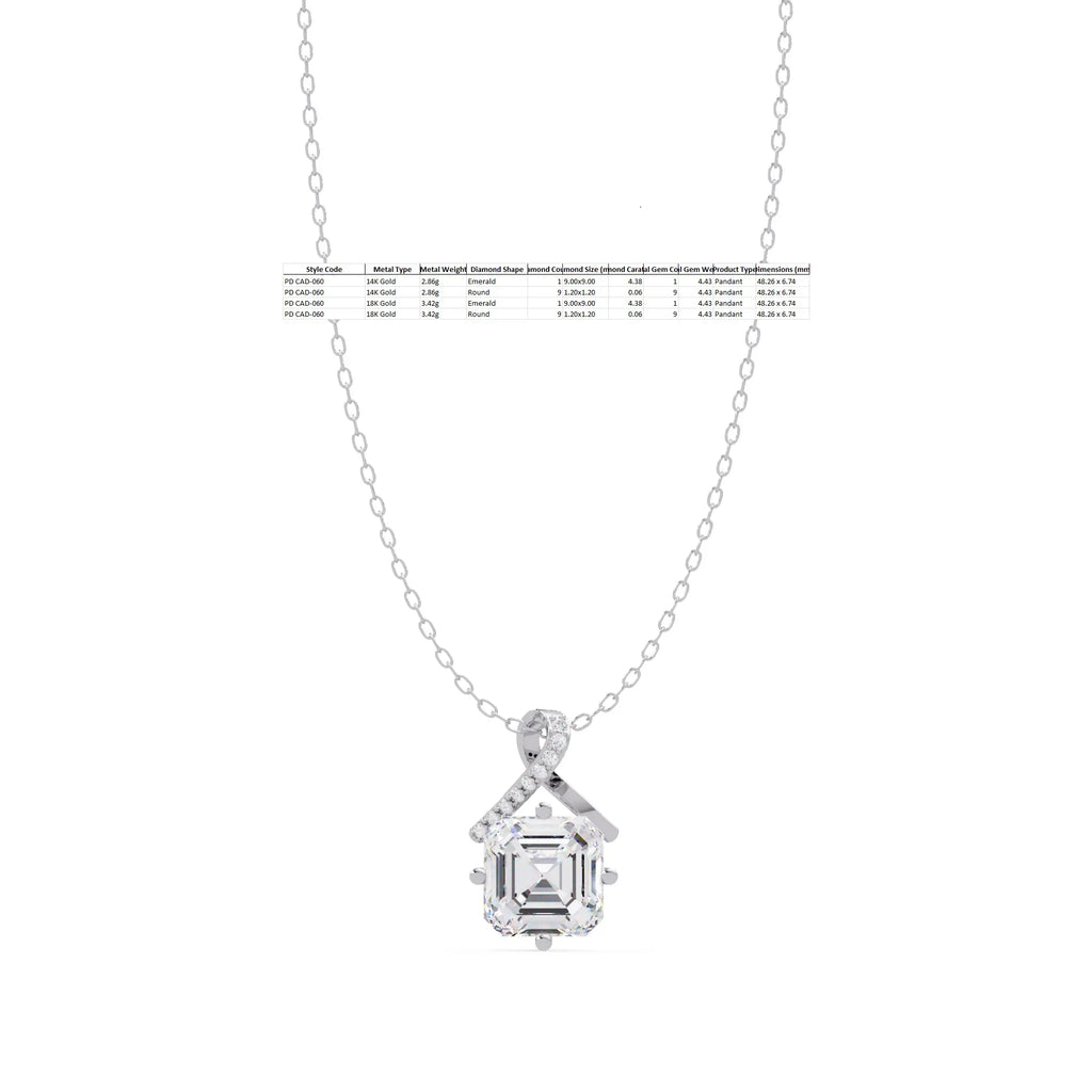 IGI Certified - 1/2 Ct. Lab Grown Diamond (VS/E-F) Eternal Knot Emerald-Cut Necklace Pendant